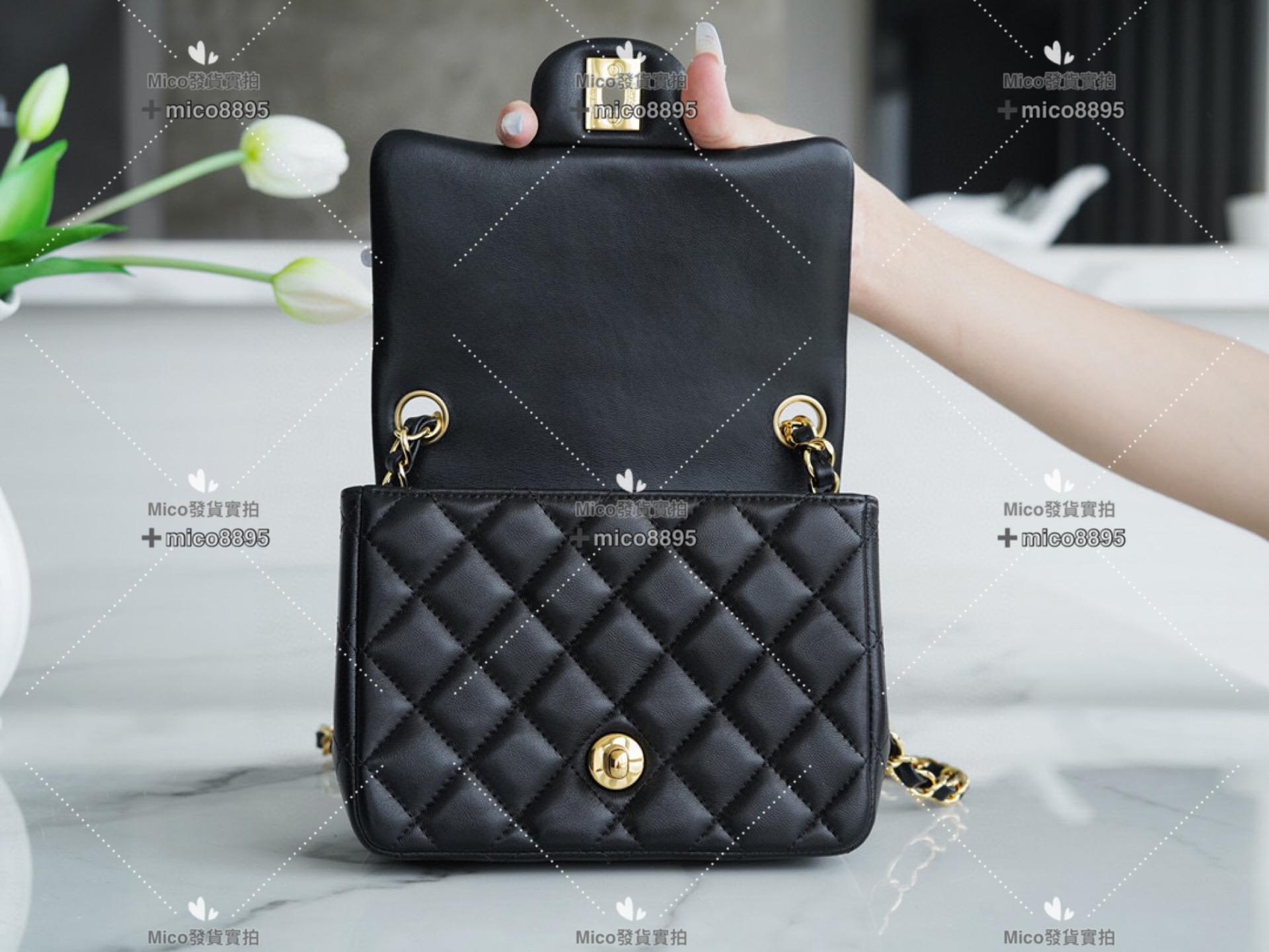 Chanel 𝗖𝗹𝗮𝘀𝘀𝗶𝗰 𝗙𝗹𝗮𝗽 |經典口蓋包 黑羊金 方胖子 18cm