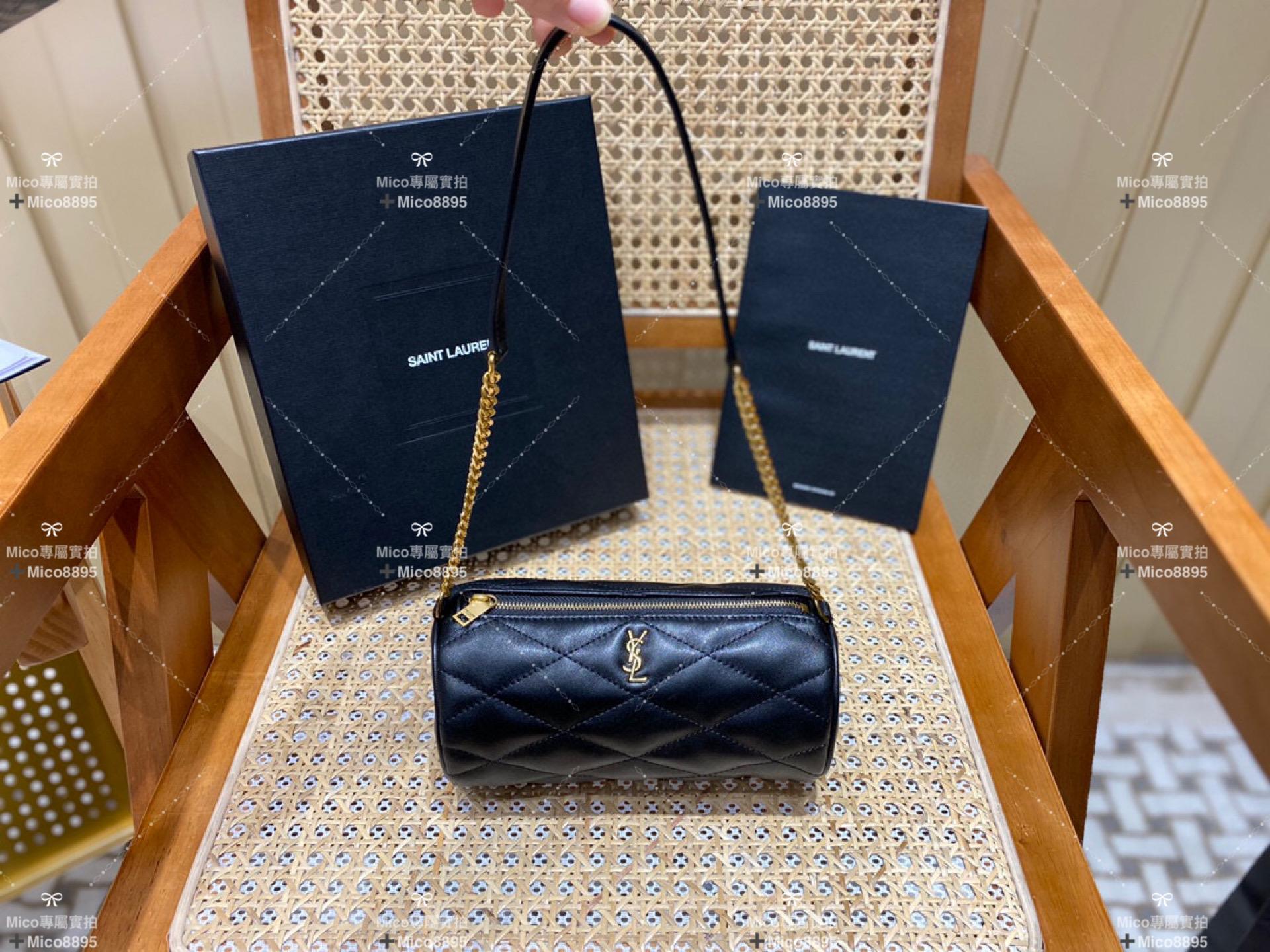 Saint Laurent 聖羅蘭 SADE 迷你圓管手袋 圓餅包 小羊皮 20cm