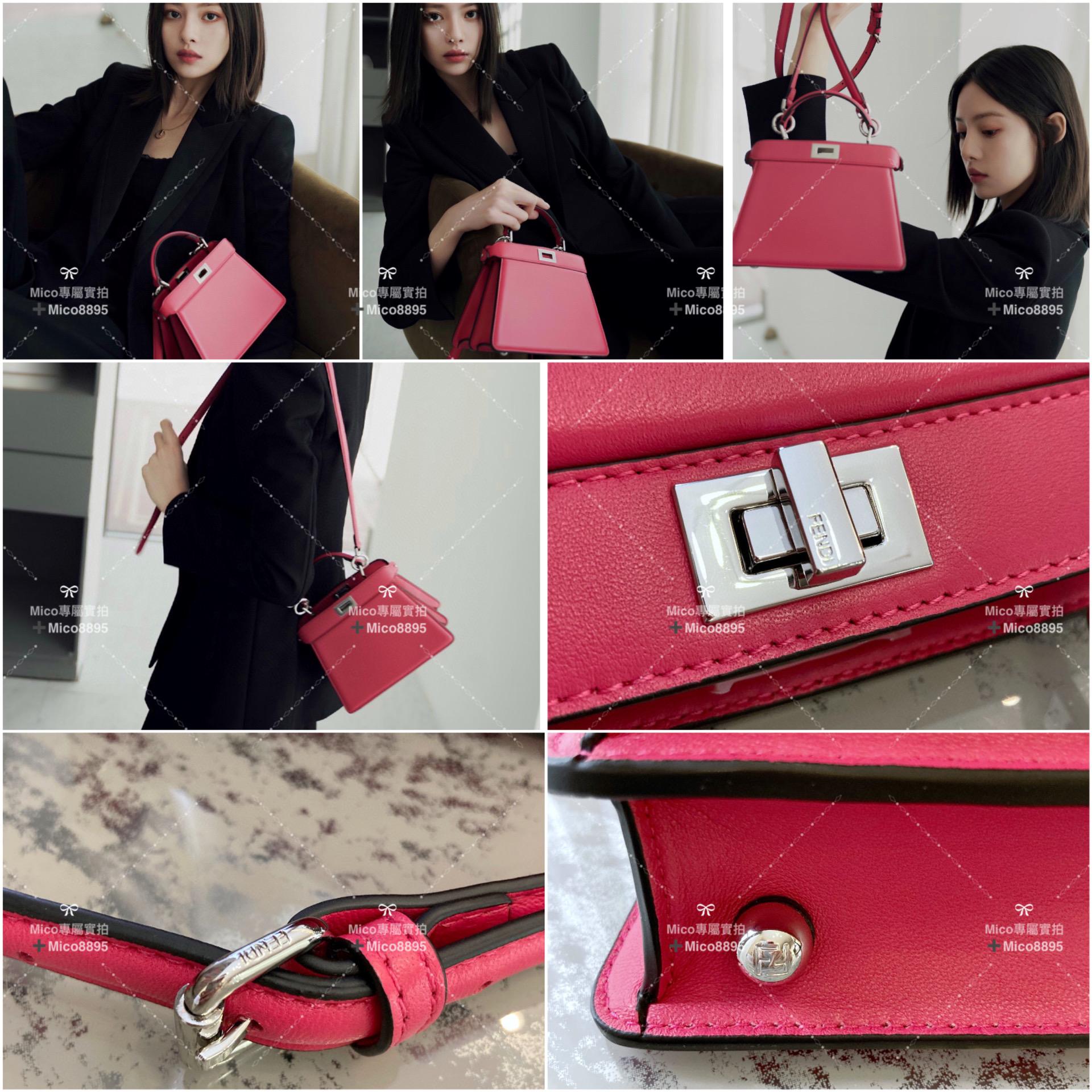 Fendi 桃紅𝐩𝐞𝐞𝐤𝐚𝐛𝐨𝐨 𝐢𝐬𝐞𝐞𝐮小貓包 納帕羊皮 20cm