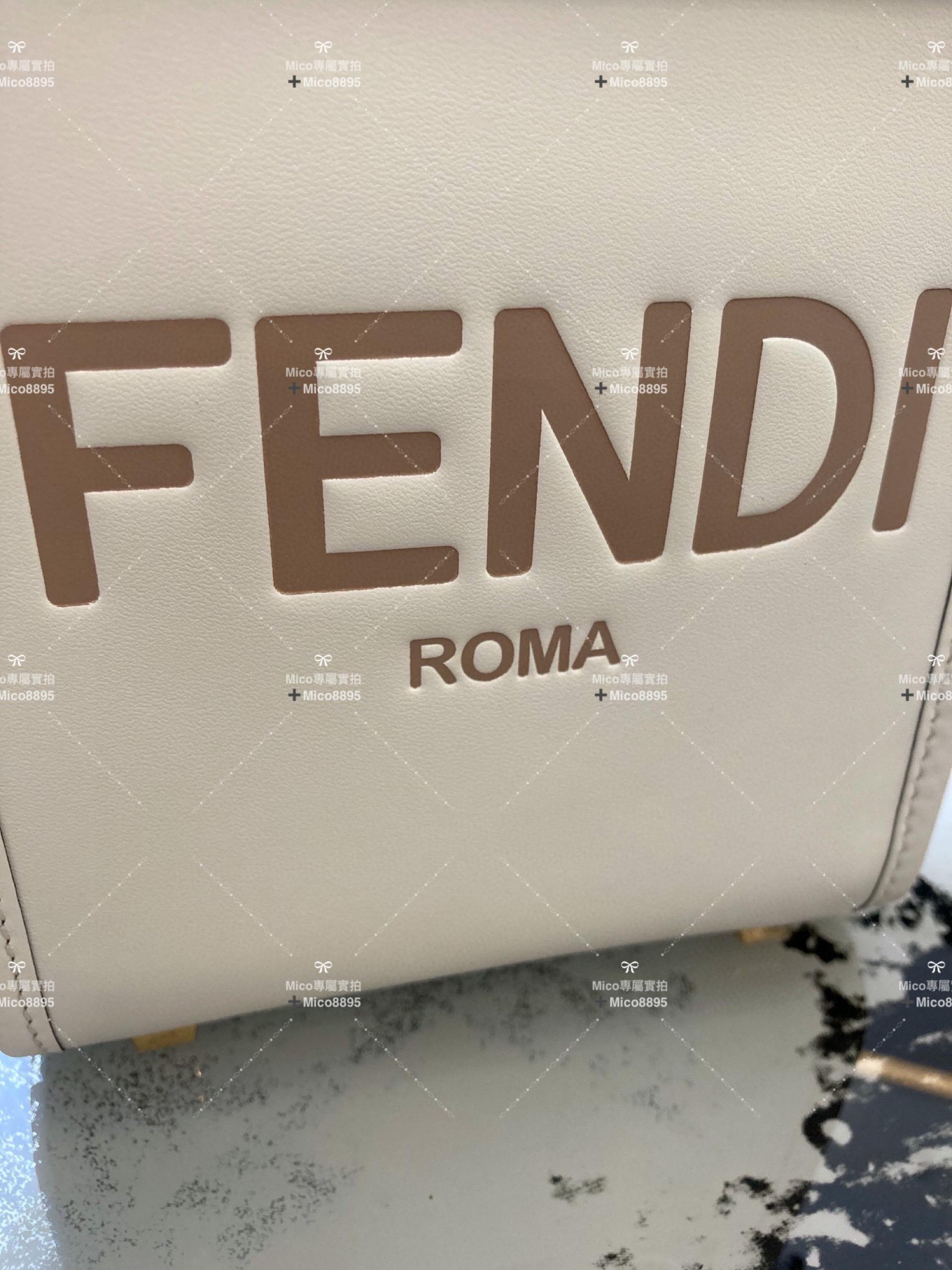 Fendi 迷你款式 奶白色 玳瑁手柄 Sunshine手提包 斜跨包