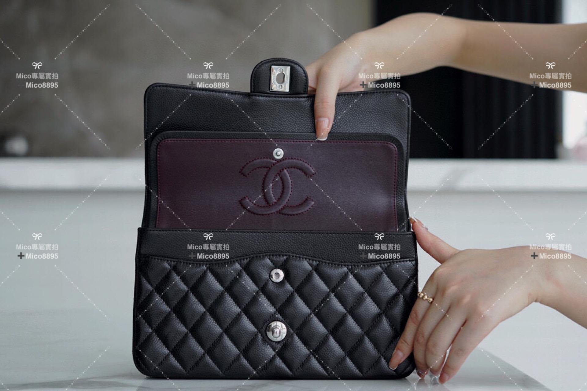 Chanel 經典款 ℂ𝔽 𝗖𝗹𝗮𝘀𝘀𝗶𝗰 𝗙𝗹𝗮𝗽 |原廠荔枝紋🐂 中號 黑色 25cm