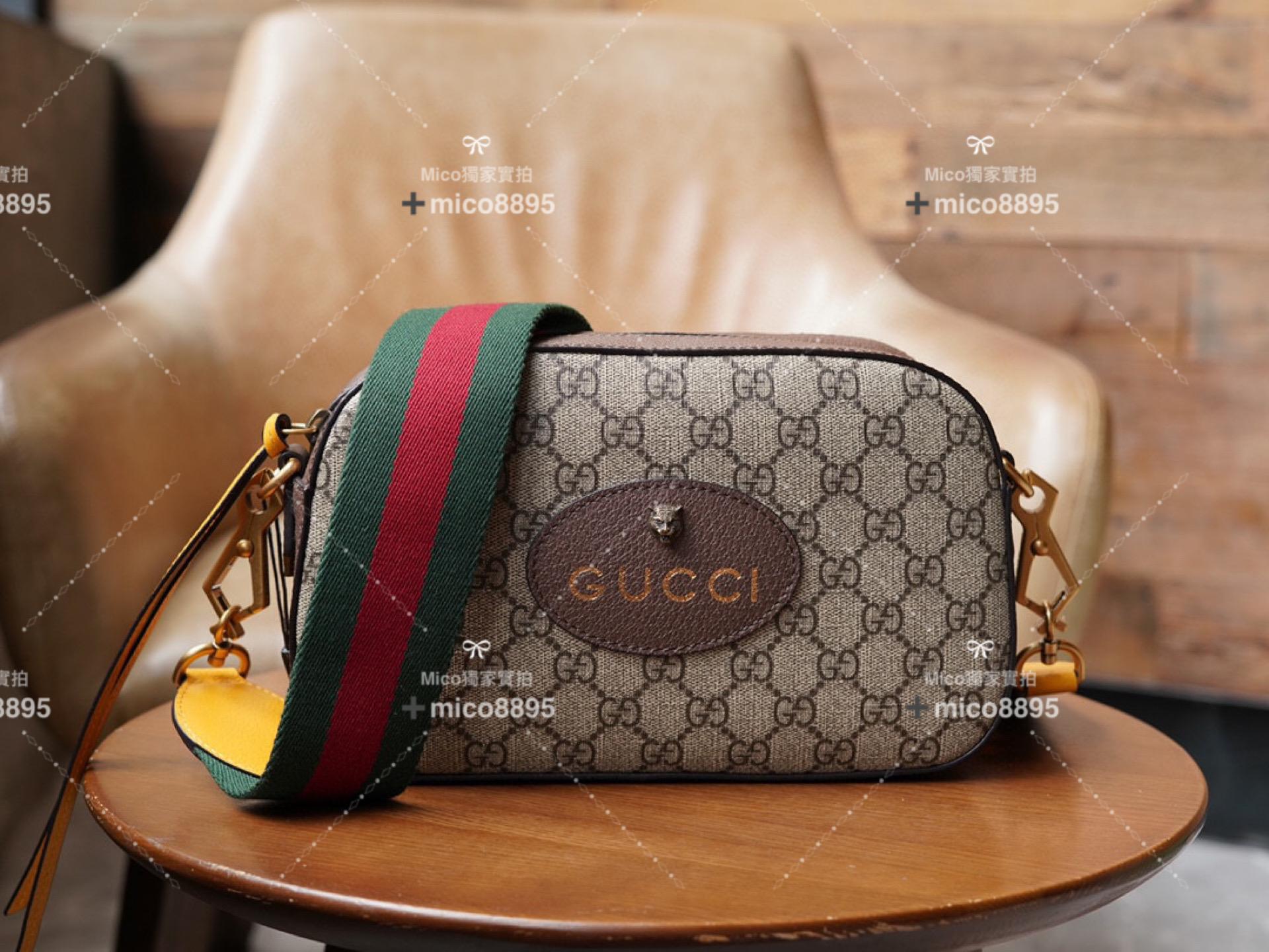 Gucci 𝐍𝐞𝐨 𝐕𝐢𝐧𝐭𝐚𝐠𝐞 𝐆𝐆 𝐒𝐮𝐩𝐫𝐞𝐦𝐞 虎頭相機包 26cm 搭配寬肩帶