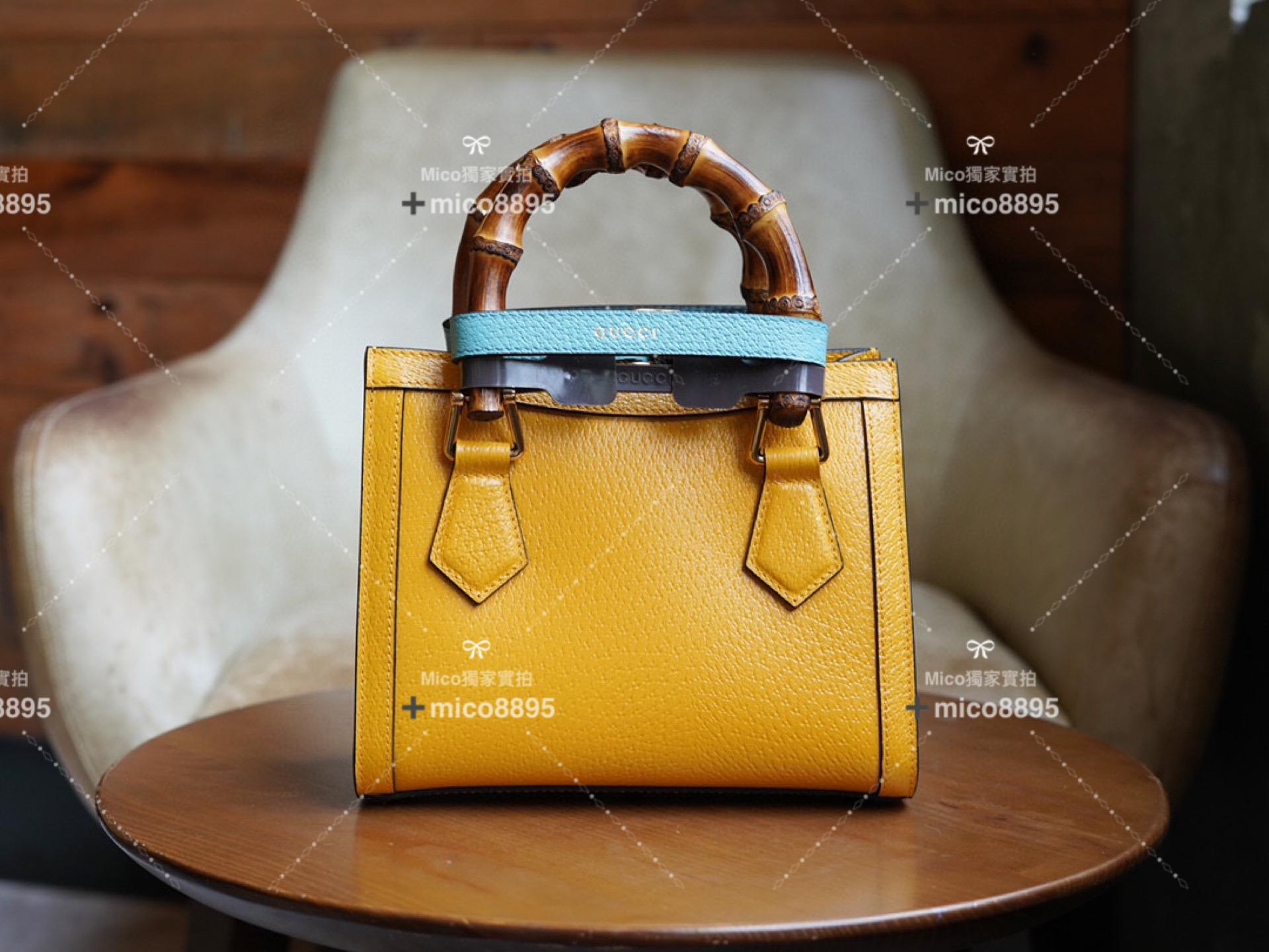 Gucci 𝐃𝐢𝐚𝐧𝐚竹節系列 （芒果黃）迷你托特包 手提包👜 20cm