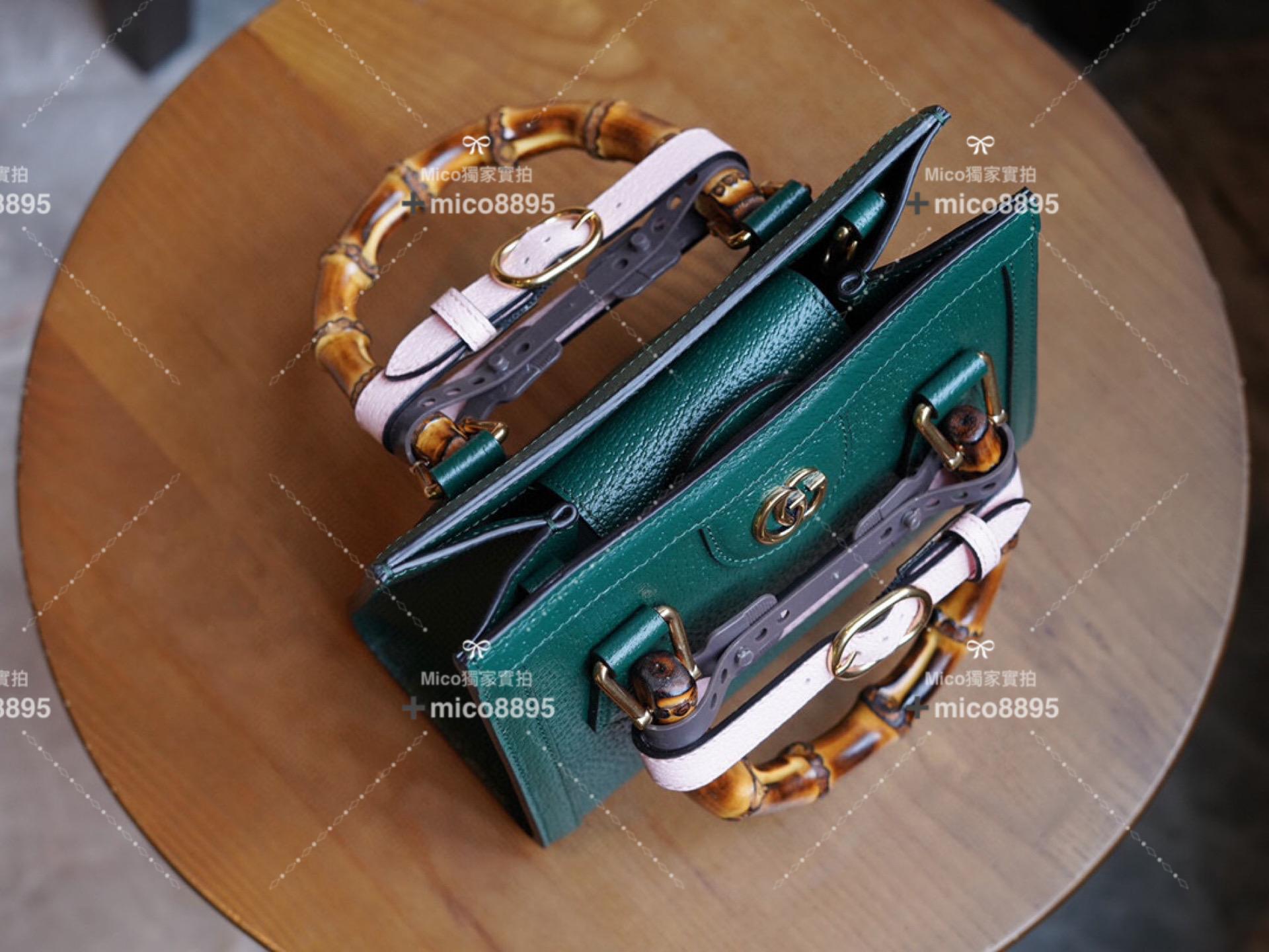 Gucci 𝐃𝐢𝐚𝐧𝐚竹節系列 （英國綠）迷你托特包 手提包👜 20cm