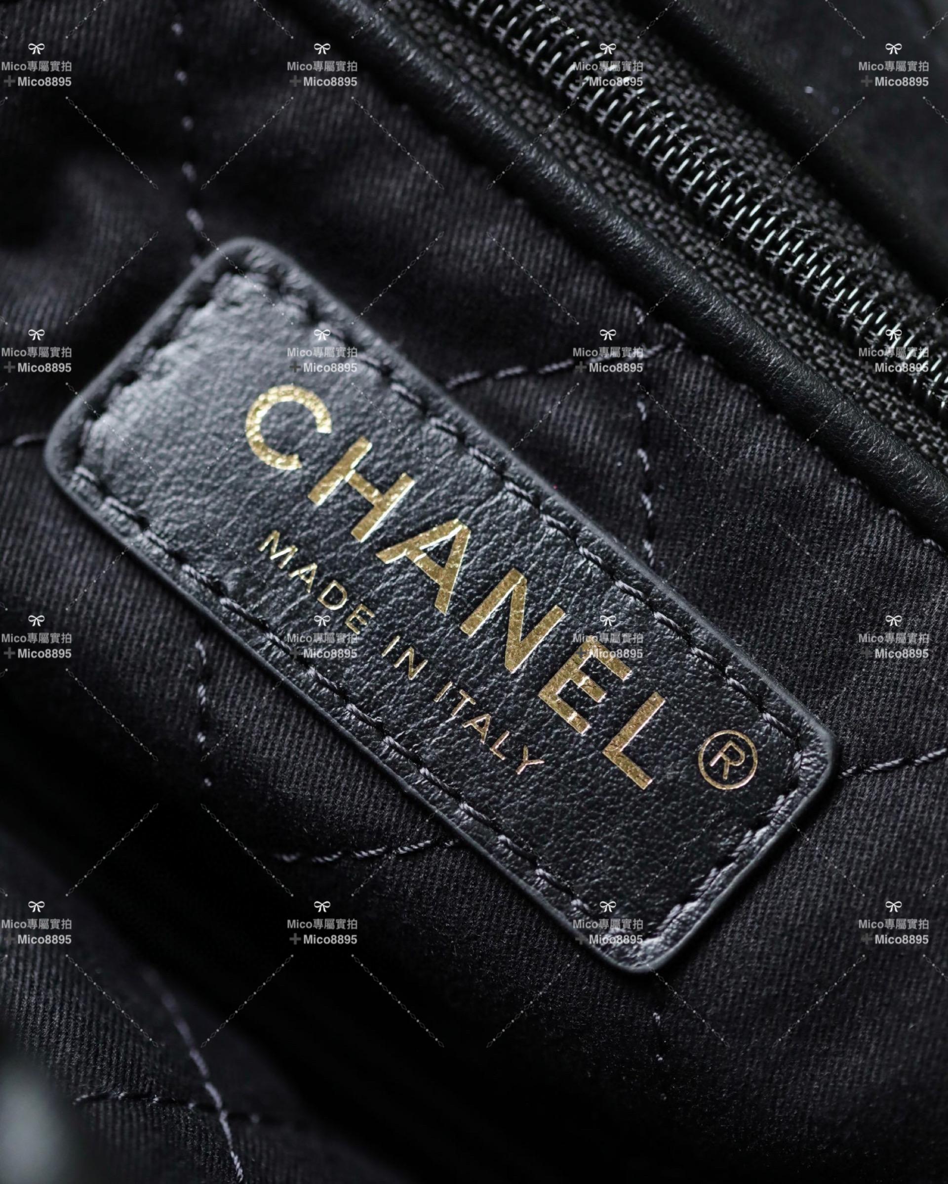 Chanel 22Bag 經典黑/金 牛皮 購物袋/肩背包 中號 尺寸：𝟹𝟿*𝟺𝟸*𝟾 𝚌𝚖