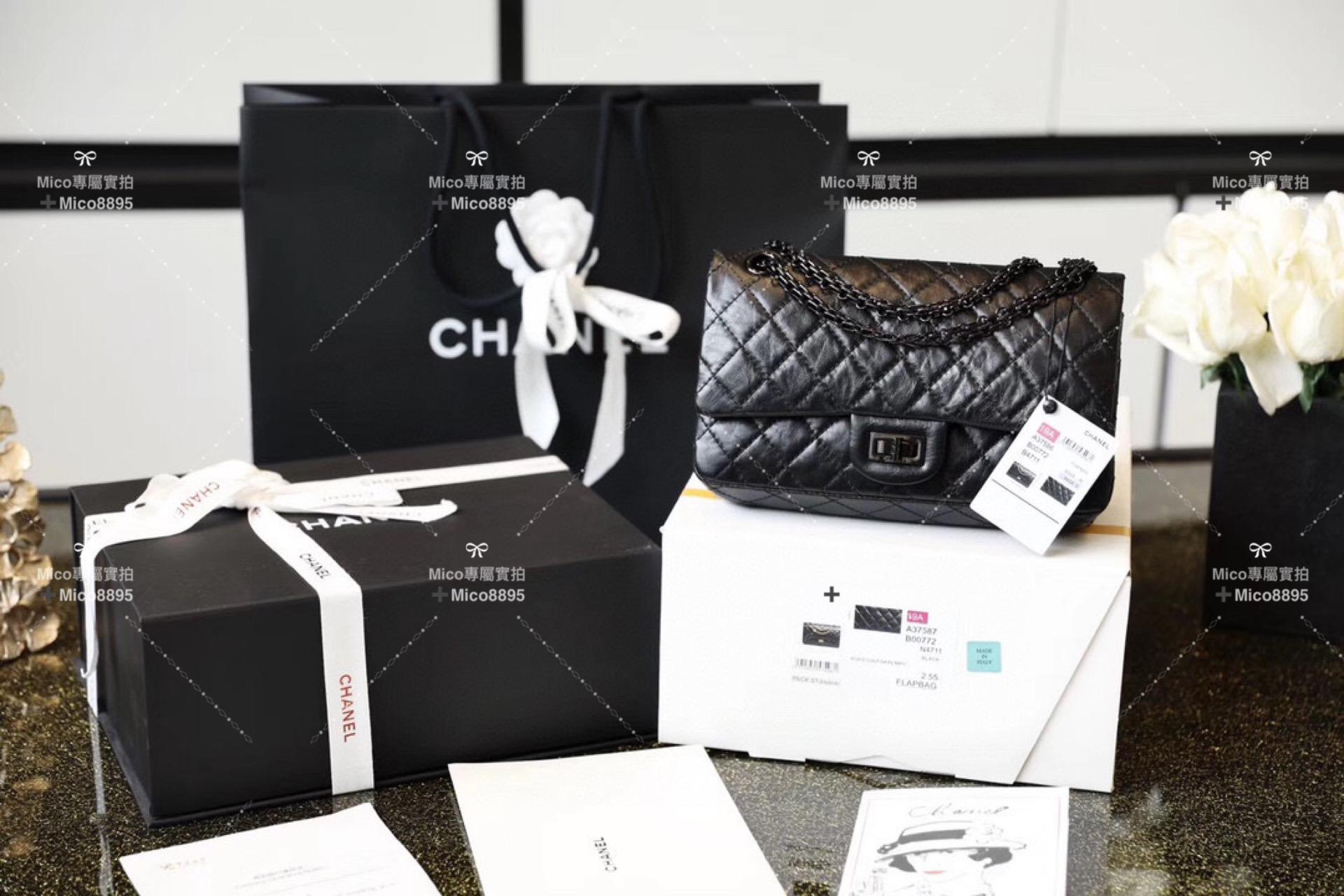 Chanel  2.55復刻系列◛中號 24cm 𝑺𝒐 𝑩𝒍𝒂𝒄𝒌 全黑色 槍扣