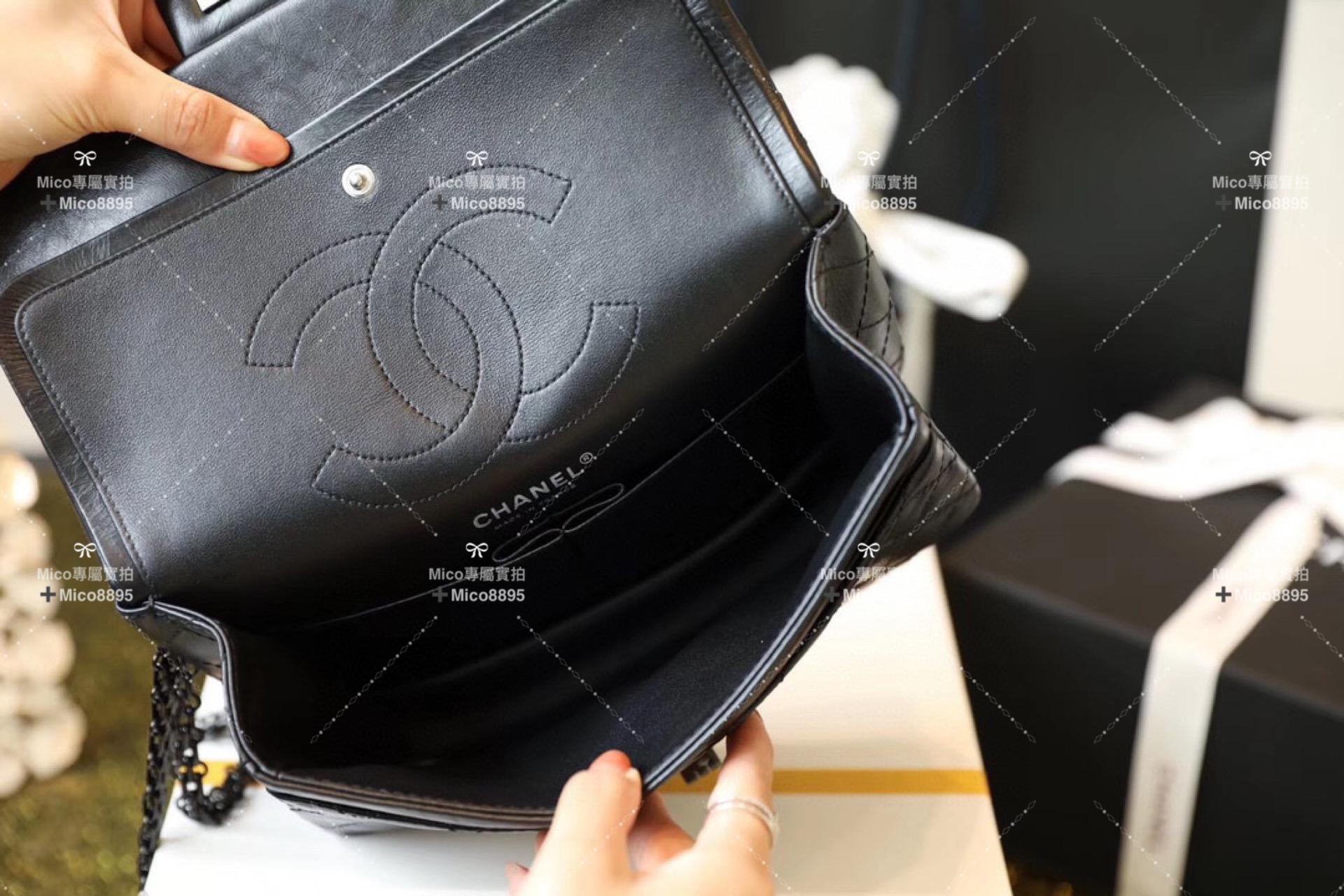 Chanel  2.55復刻系列◛中號 24cm 𝑺𝒐 𝑩𝒍𝒂𝒄𝒌 全黑色 槍扣