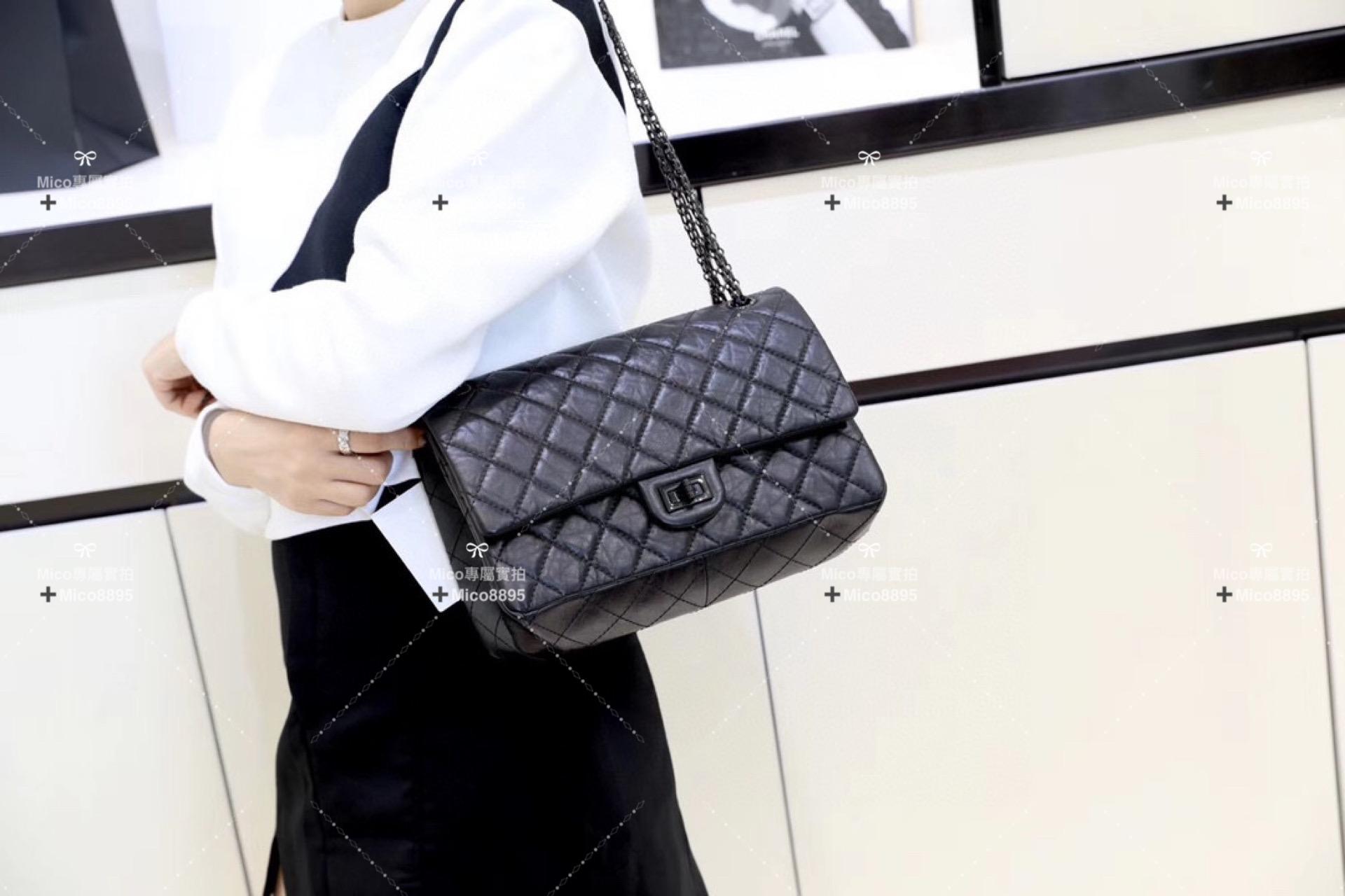 Chanel  𝟐.𝟓𝟓復刻系列◛大號 28cm 𝑺𝒐 𝑩𝒍𝒂𝒄𝒌 全黑色 槍扣