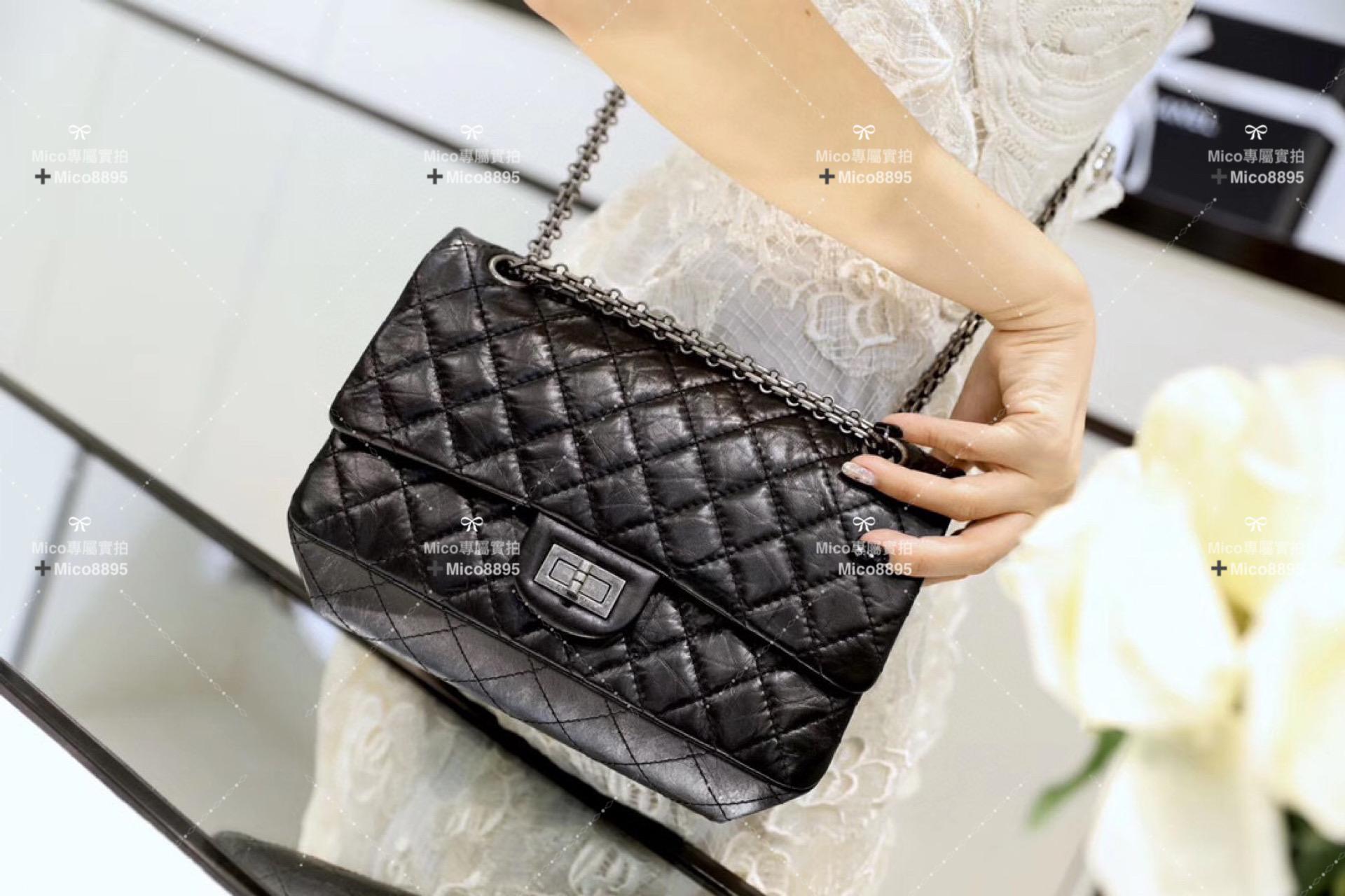 Chanel 𝟐.𝟓𝟓復刻 🜲 中號 經典系列 黑色復古銀 24cm