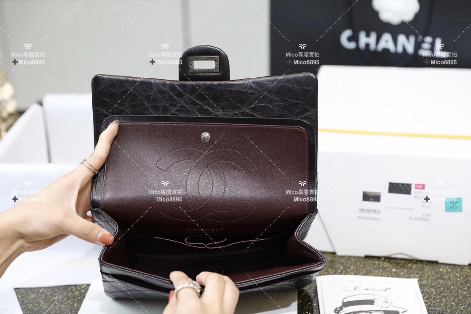 Chanel 𝟐.𝟓𝟓復刻 🜲 中號 經典系列 黑色復古銀 24cm