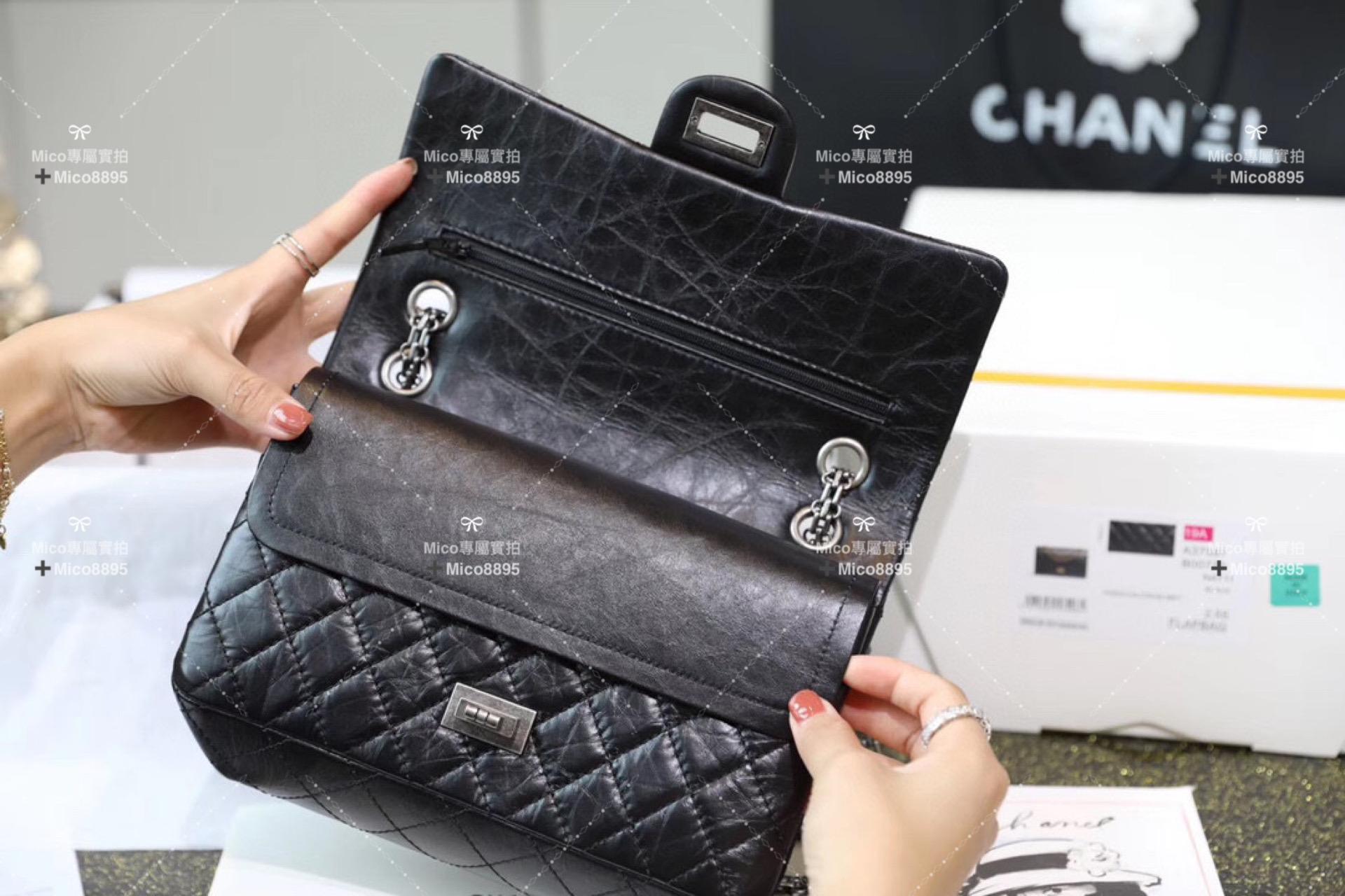 Chanel 𝟐.𝟓𝟓復刻 🜲 中號 經典系列 黑色復古銀 24cm