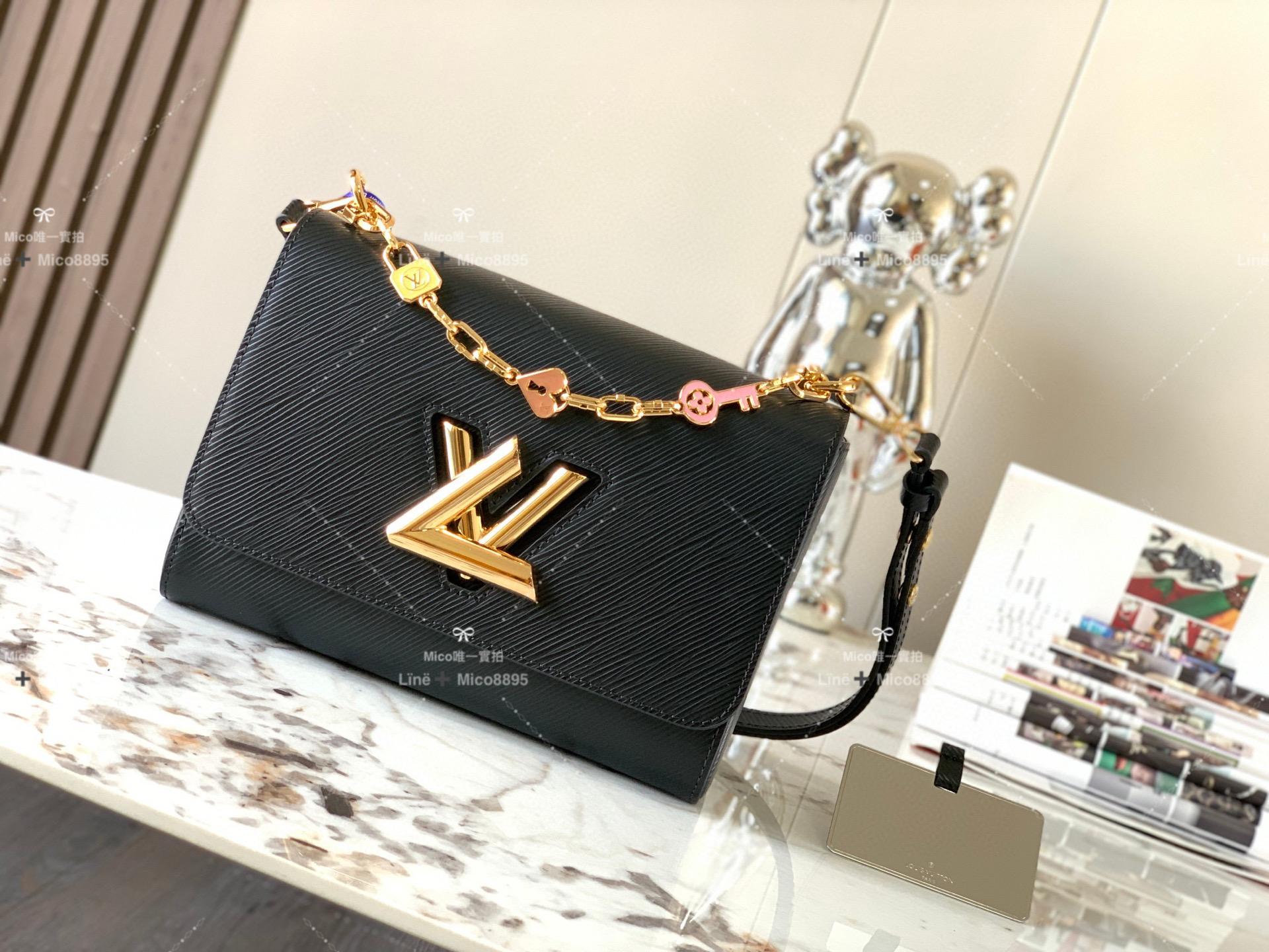 Lv Twist 黑色 中號手袋 Epi皮革 水波紋 23cm