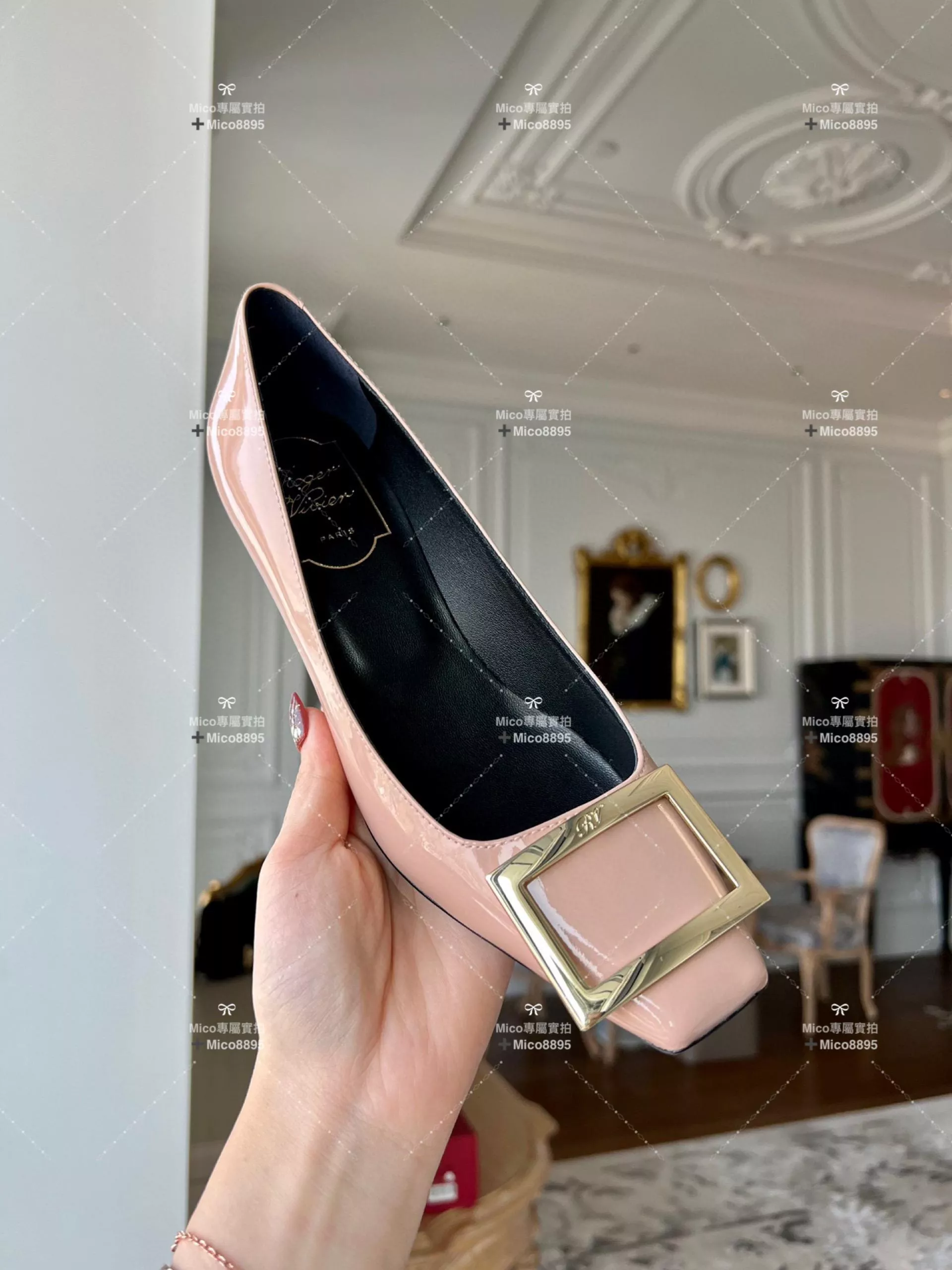 Roger vivier 裸色/經典款中跟 喇叭跟 漆皮高跟鞋 跟高4.5cm 碼數35-39