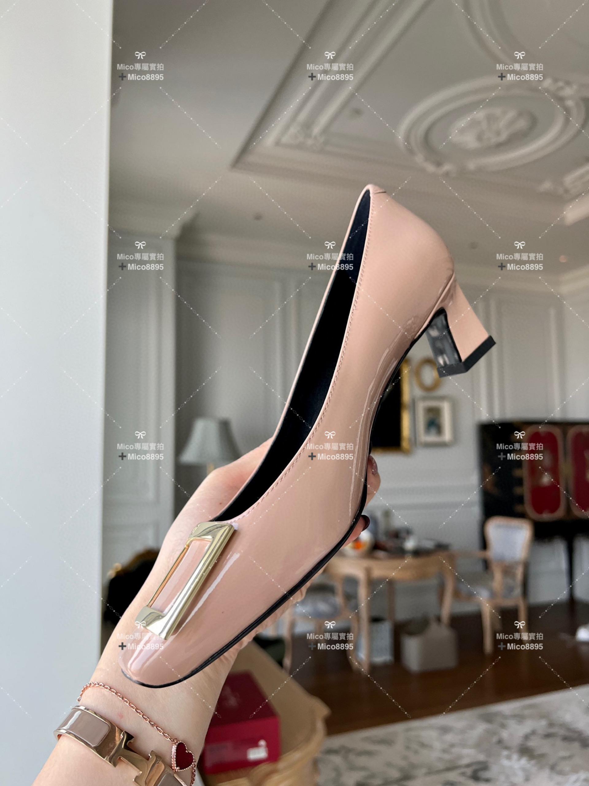 Roger vivier 裸色/經典款中跟 喇叭跟 漆皮高跟鞋 跟高4.5cm 碼數35-39