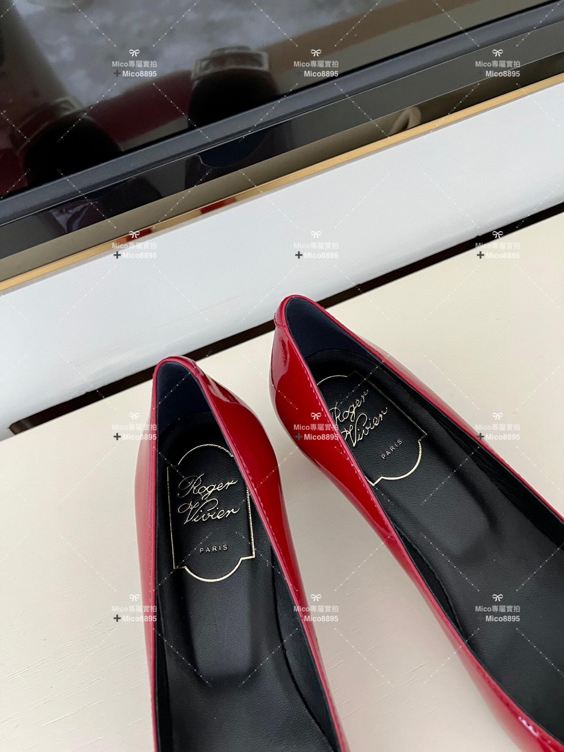 Roger vivier 紅色漆皮/經典款中跟 喇叭跟 漆皮高跟鞋 跟高4.5cm 碼數35-39