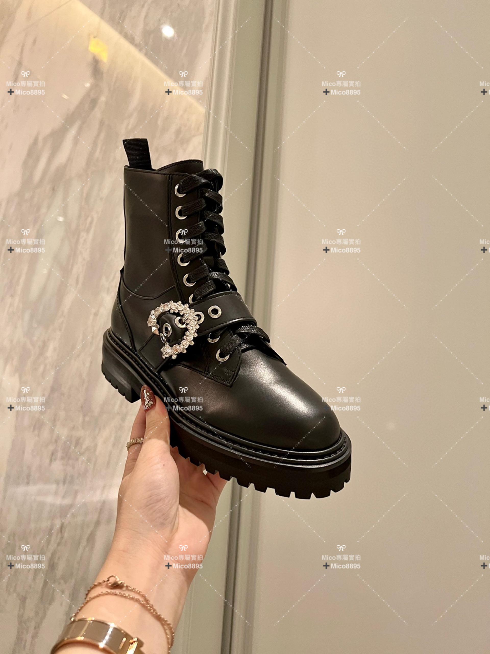 JIMMY Choo CORA 水鑽系列平底軍靴 35-39碼