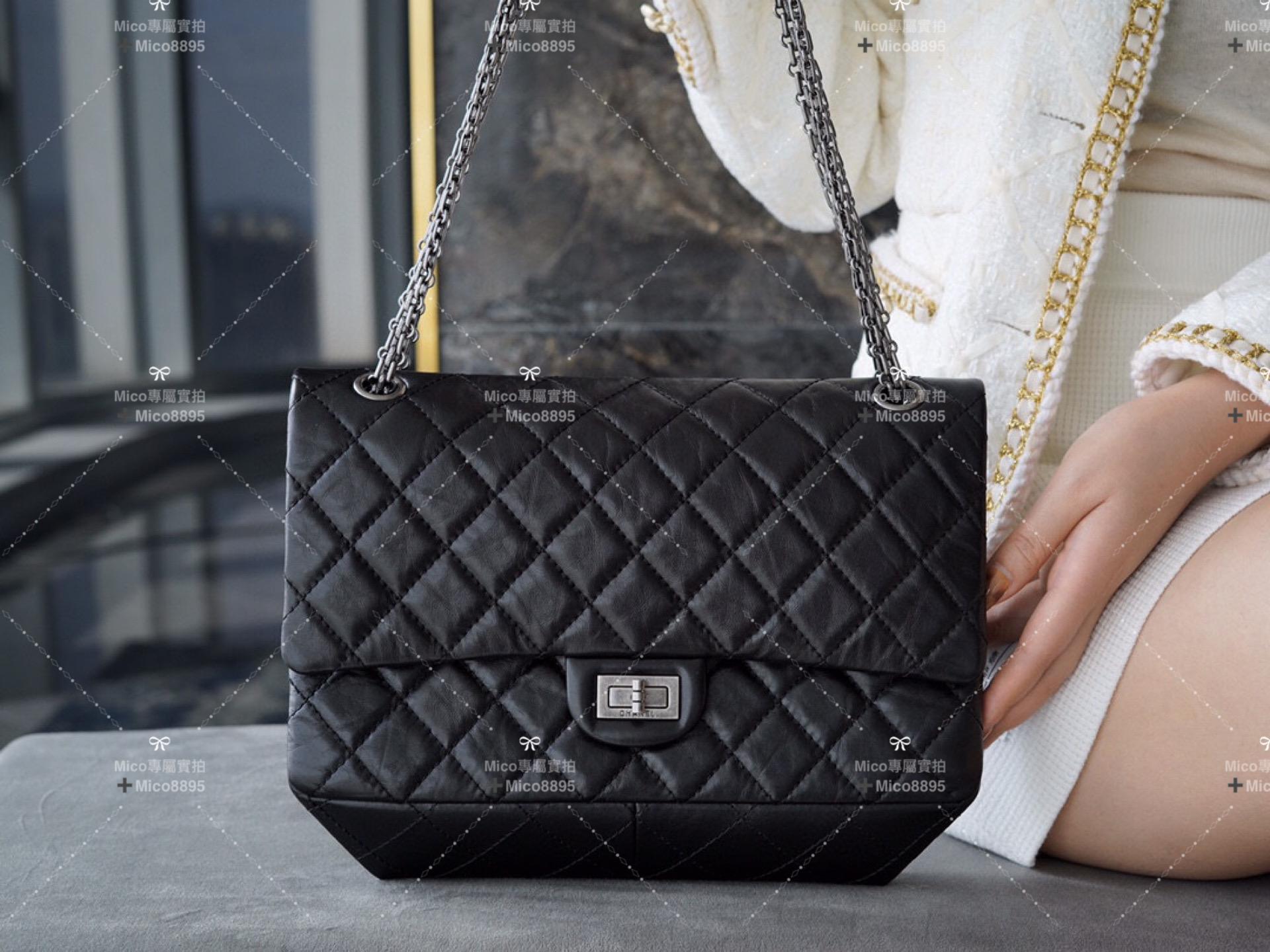 CHANEL 復刻2.55大號 黑銀🖤 28cm 胎牛皮