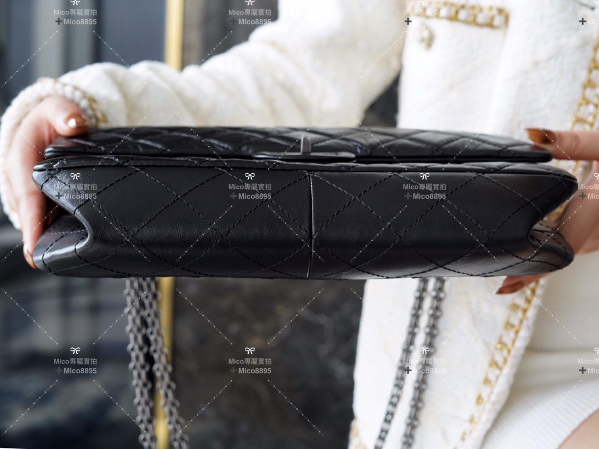 CHANEL 復刻2.55大號 黑銀🖤 28cm 胎牛皮