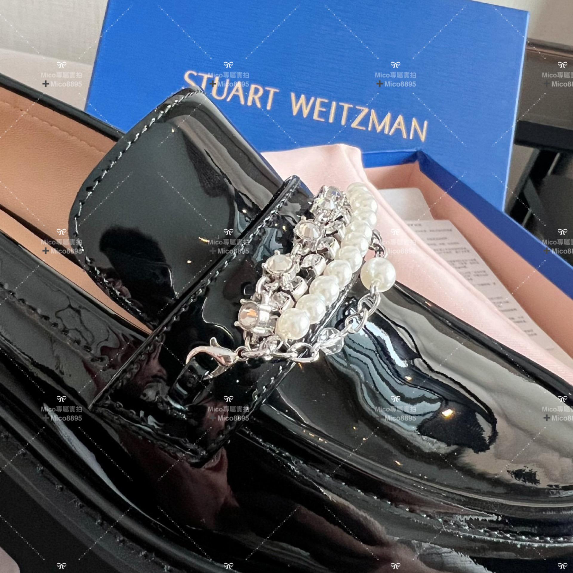 Stuart Weitzman 珍珠釦百搭漆皮樂福鞋 35-39