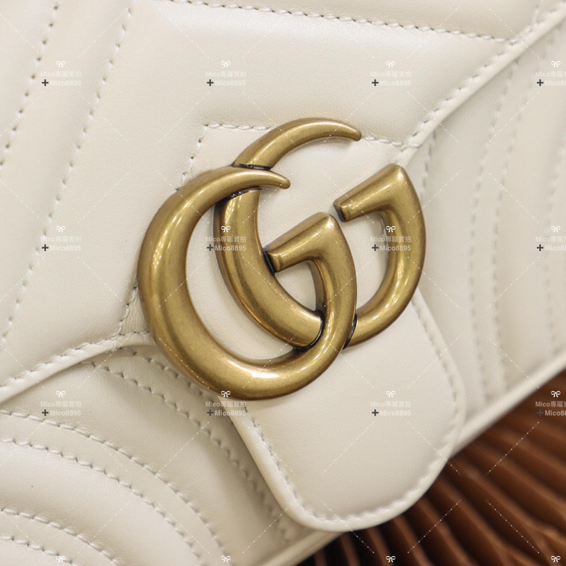 GUCCI marmont 系列 奶白色 復古五金 郵差包 肩背包