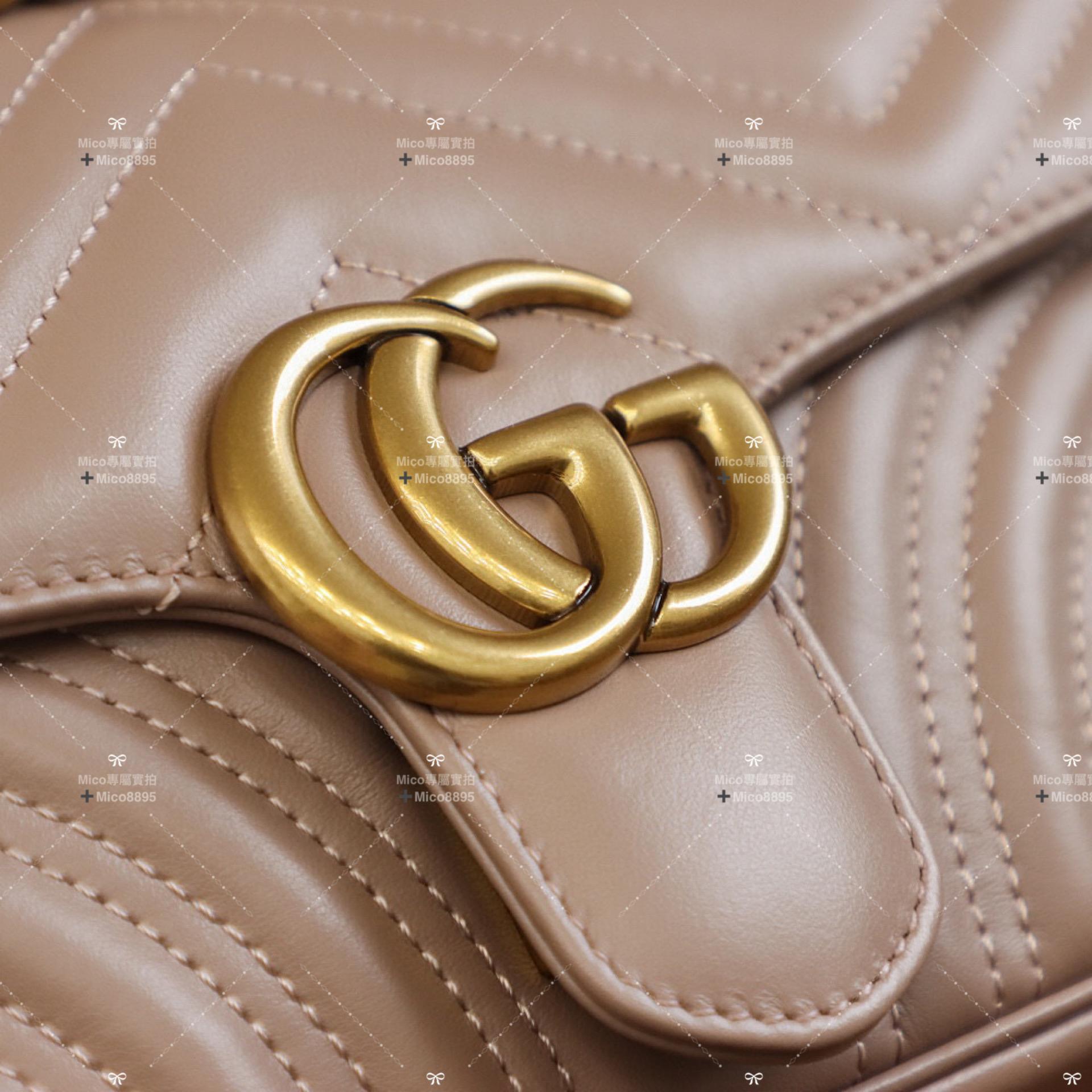 GUCCI marmont 系列 奶茶色 復古五金 郵差包 肩背包