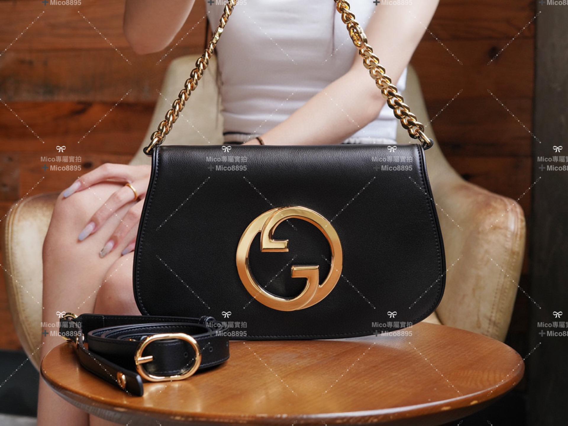 GUCCI 復古風格 黑色牛皮 Blondie系列肩背包