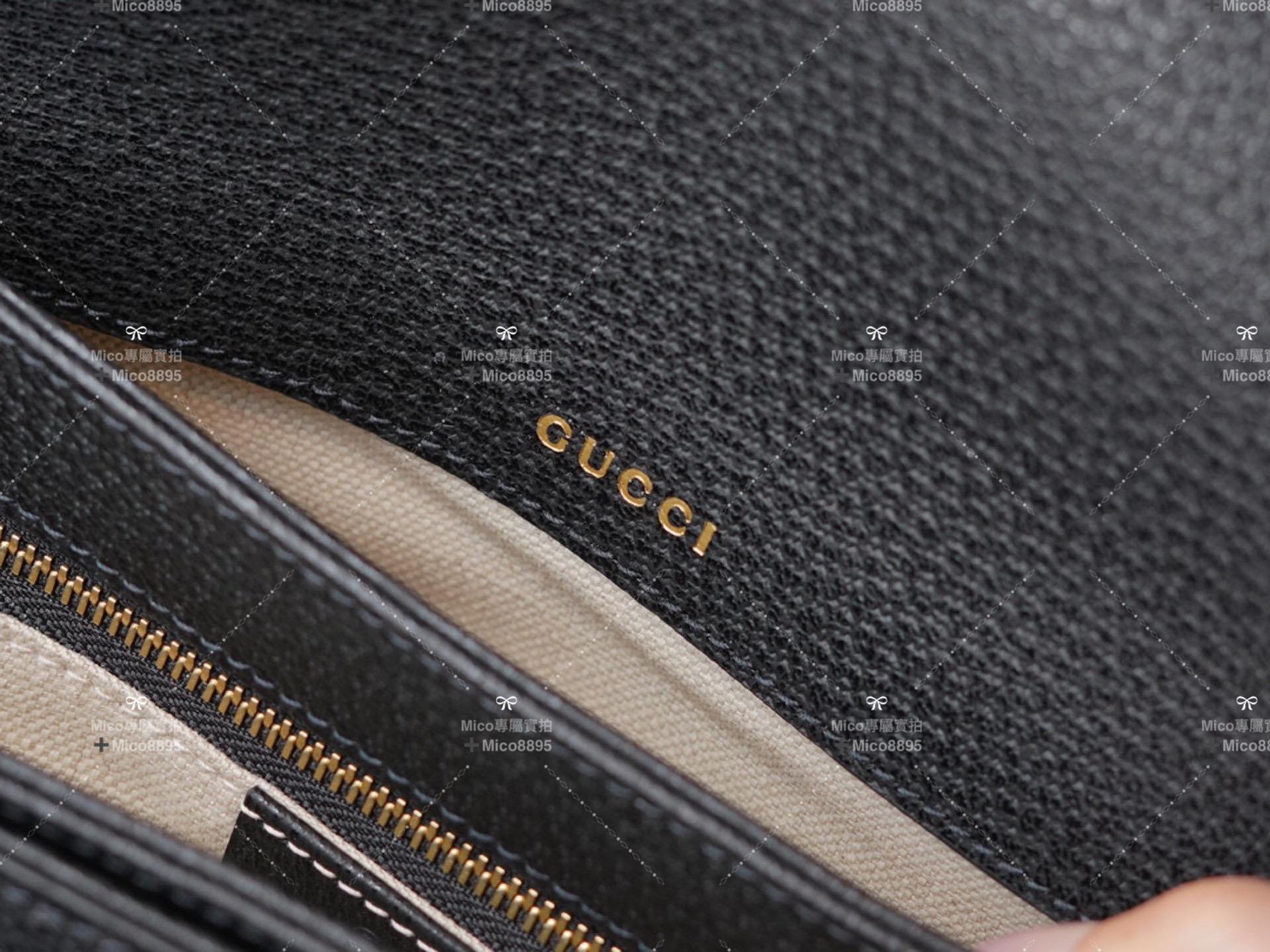 GUCCI 黑色丹寧/牛仔 馬銜扣 1955系列 肩背包 24cm