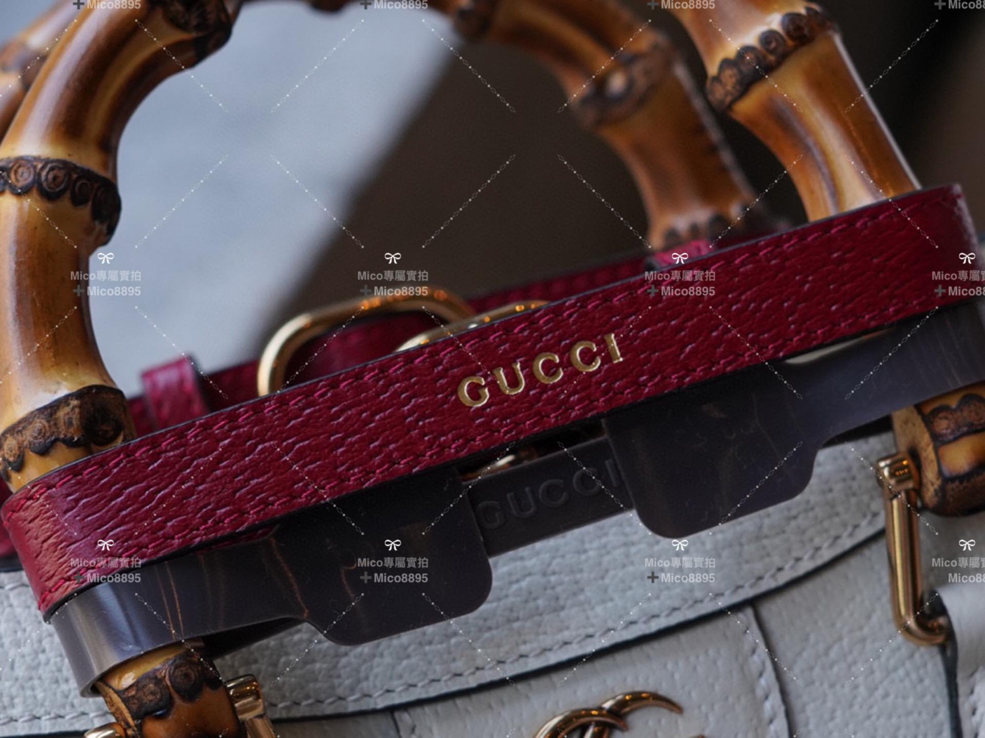 GUCCI 白色 Diana系列 竹節手提包 小號 27cm