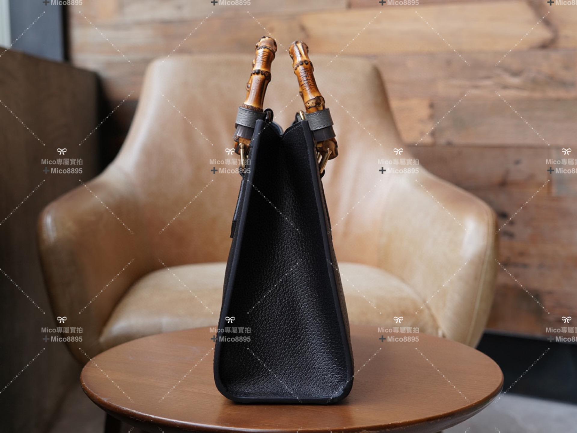 GUCCI  黑色 Diana系列 竹節手提包 小號 27cm