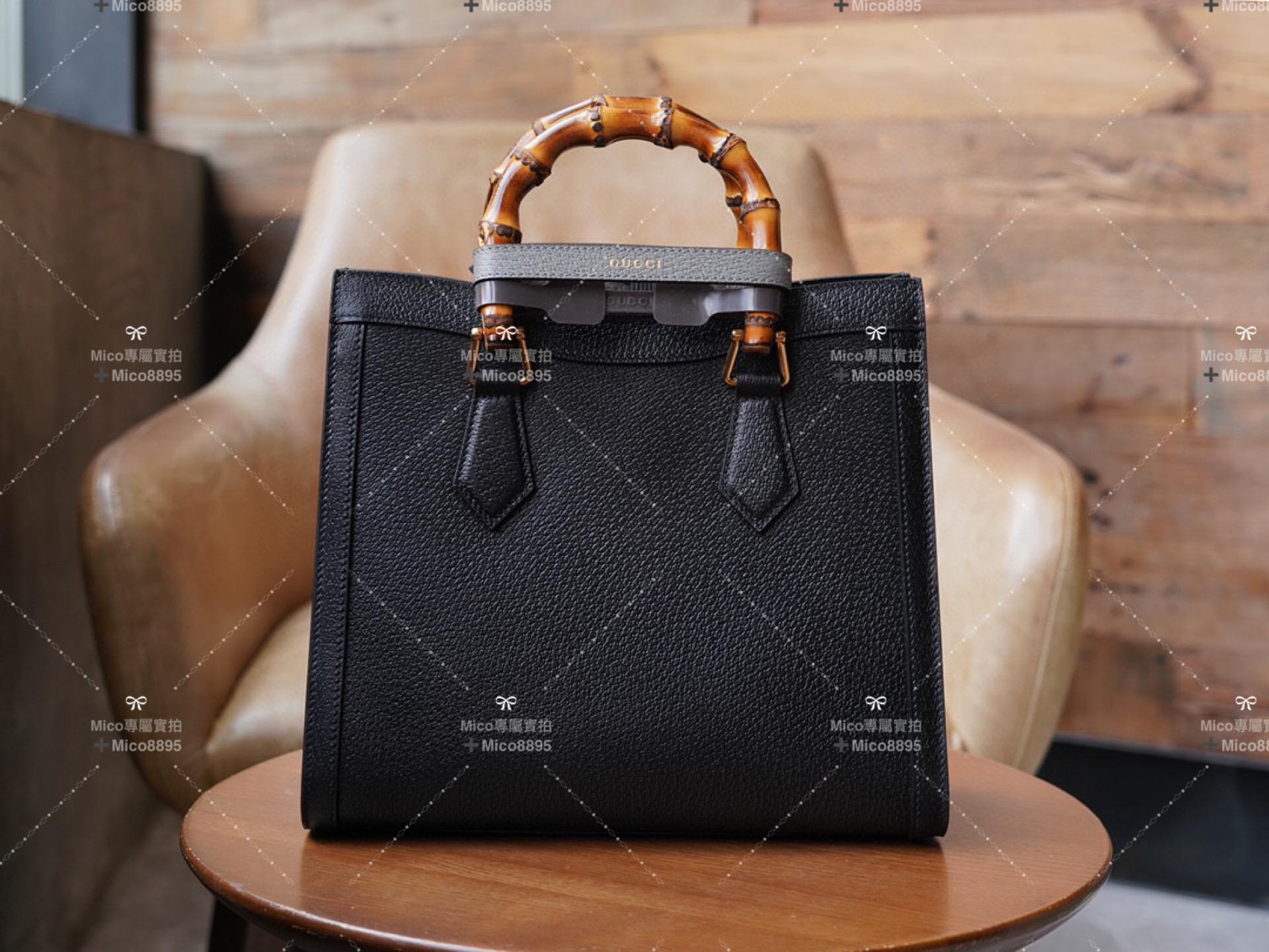 GUCCI  黑色 Diana系列 竹節手提包 小號 27cm