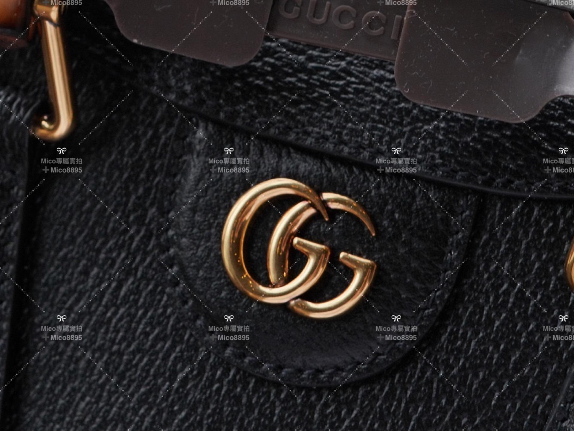 GUCCI  黑色 Diana系列 竹節手提包 小號 27cm