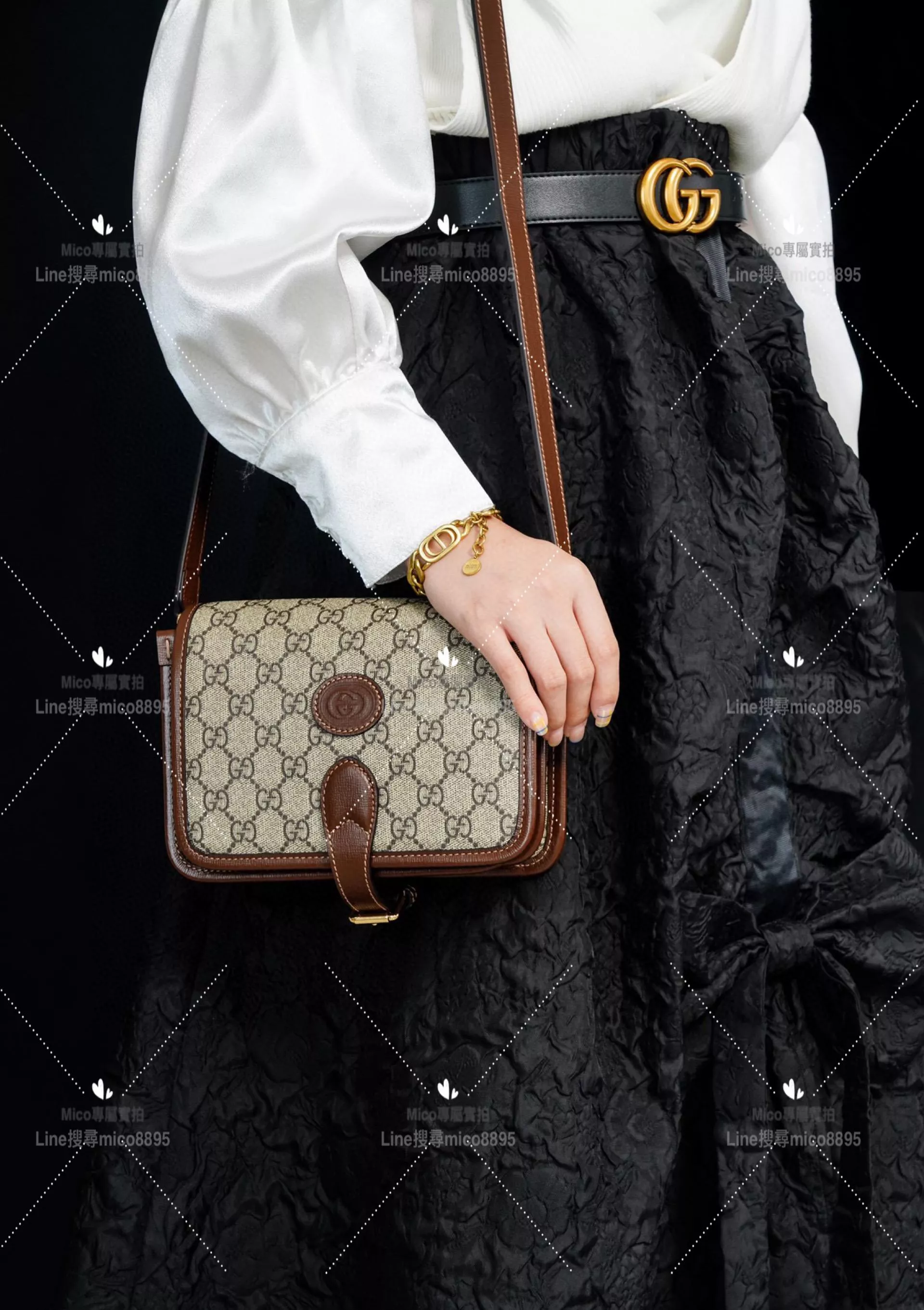 GUCCI Retro系列 老花紋 風琴郵差包 20cm