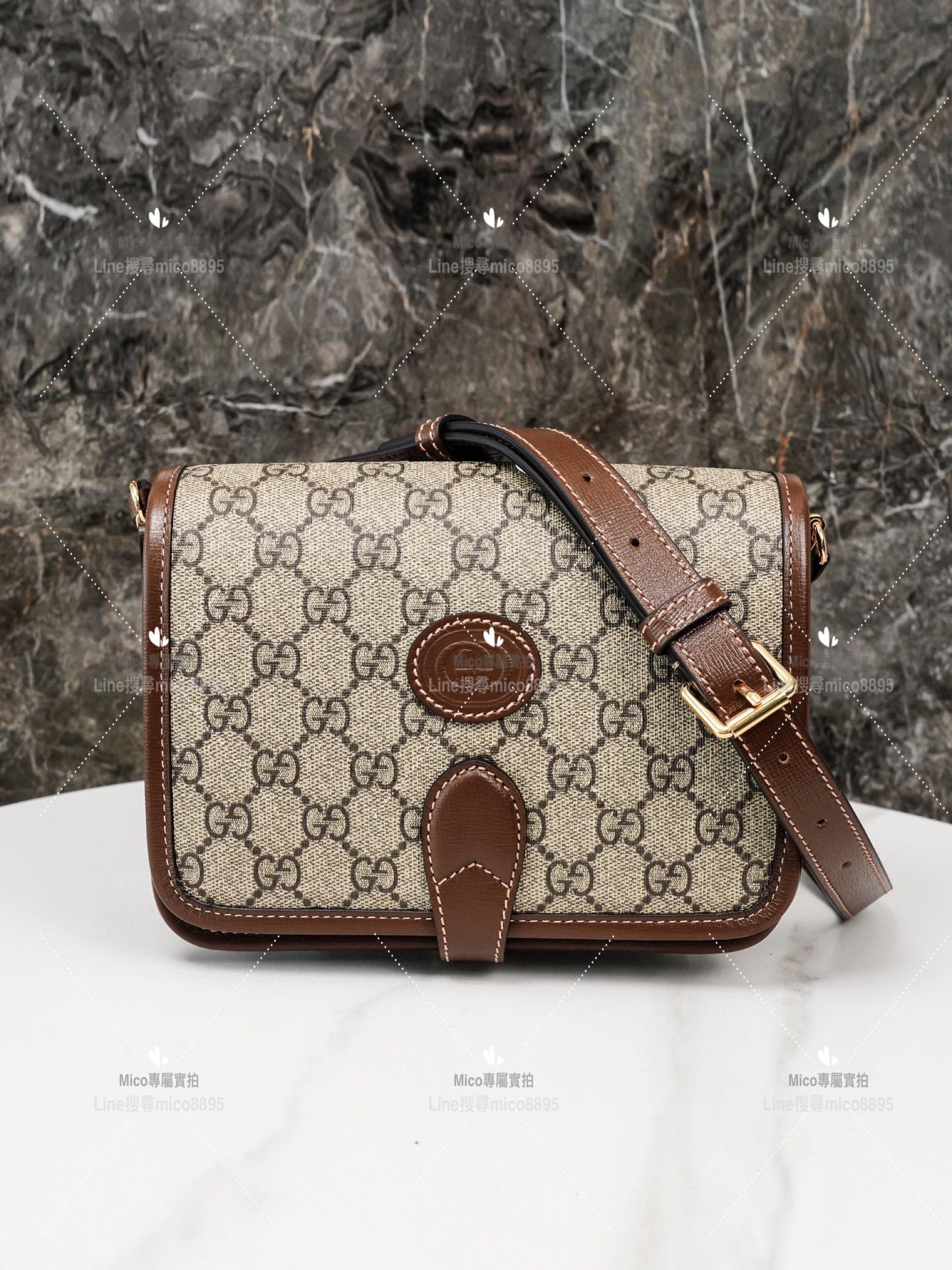 GUCCI Retro系列 老花紋 風琴郵差包 20cm