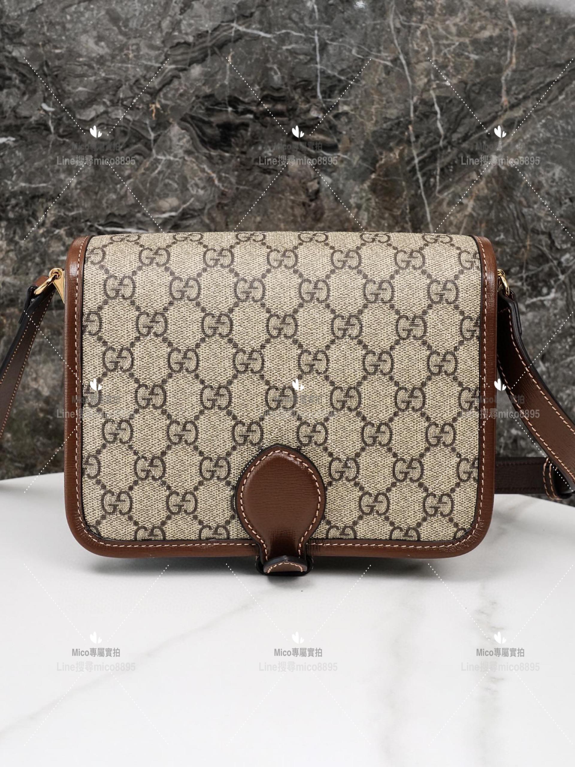 GUCCI Retro系列 老花紋 風琴郵差包 20cm