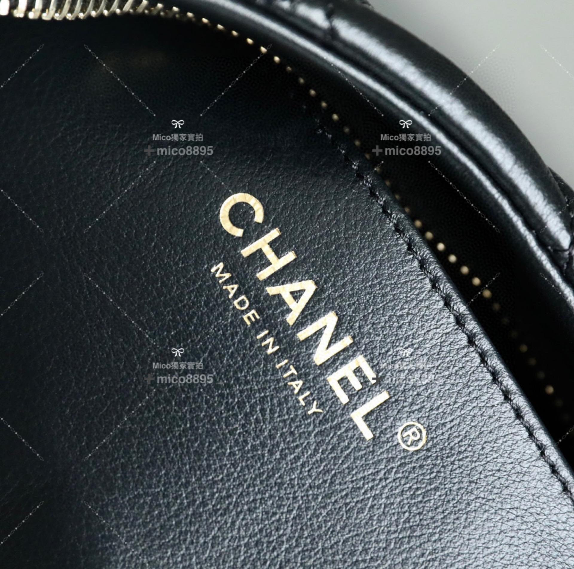 Chanel 22K系列 復古黑金CC鏈條Hobo腋下包 大號 嬉皮包 小羊皮 黑色 26cm