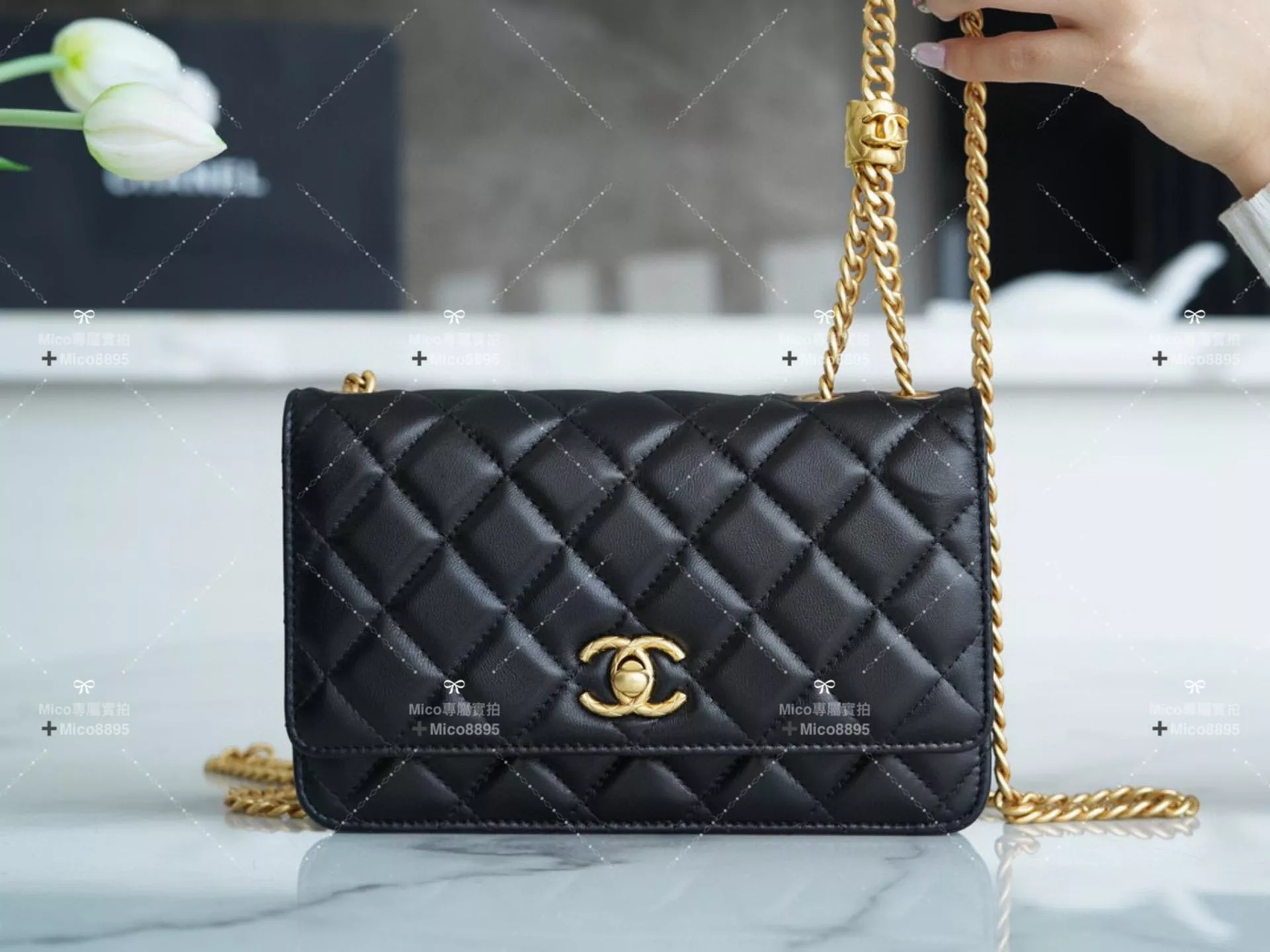 Chanel 22K系列 黑色 小金柱 調節扣woc