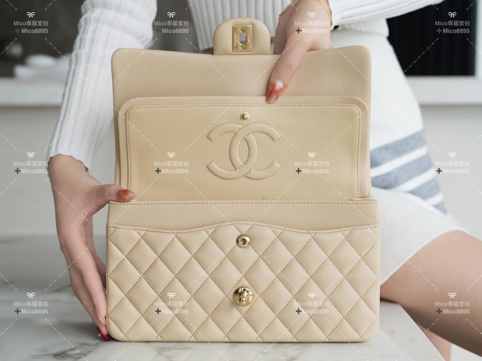 Chanel CF「Classic Flap」經典口蓋包 優雅淺杏色🔆 25cm