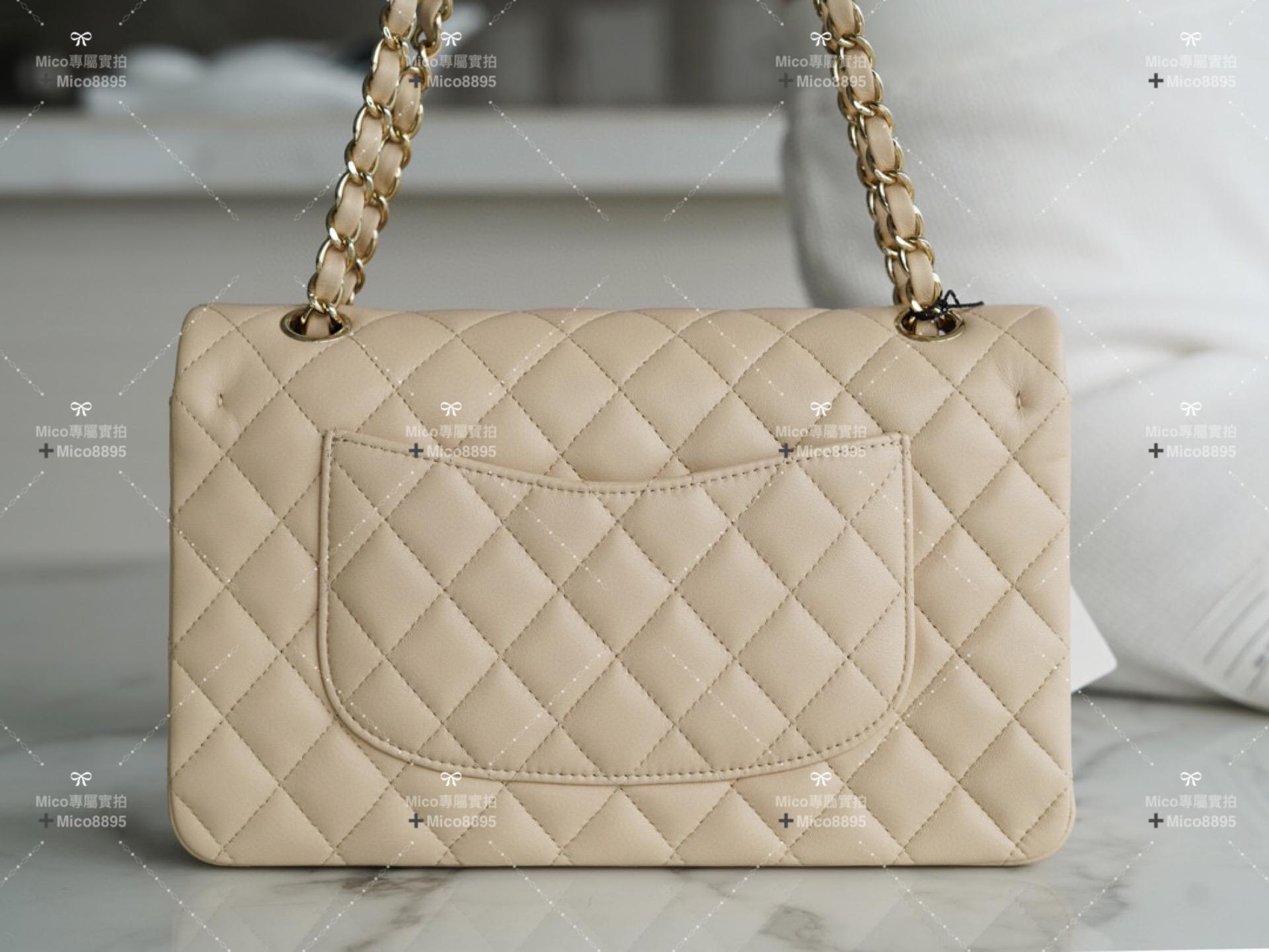 Chanel CF「Classic Flap」經典口蓋包 優雅淺杏色🔆 25cm