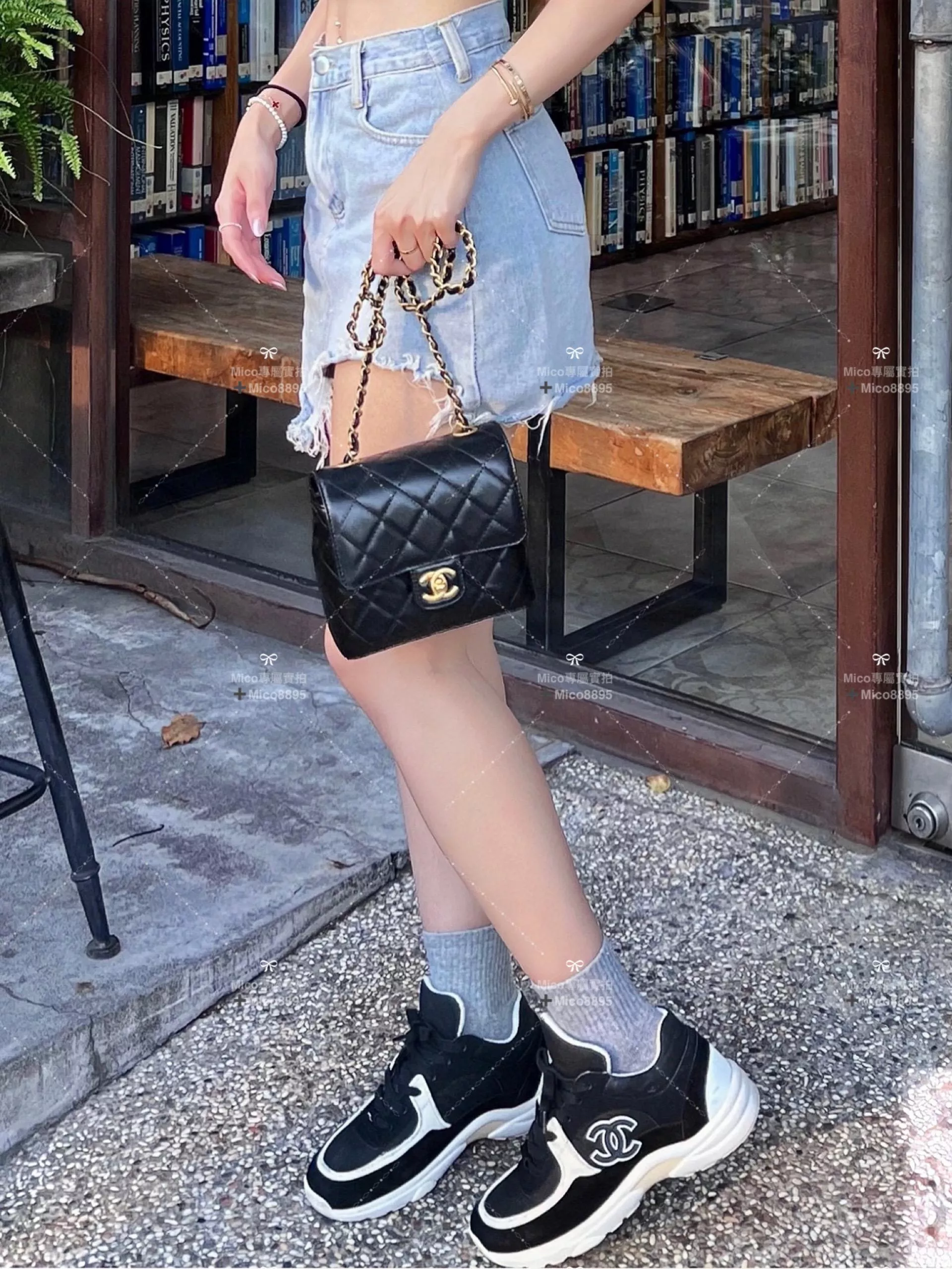 Chanel 22K 新款方胖子 黑色山羊皮 17cm