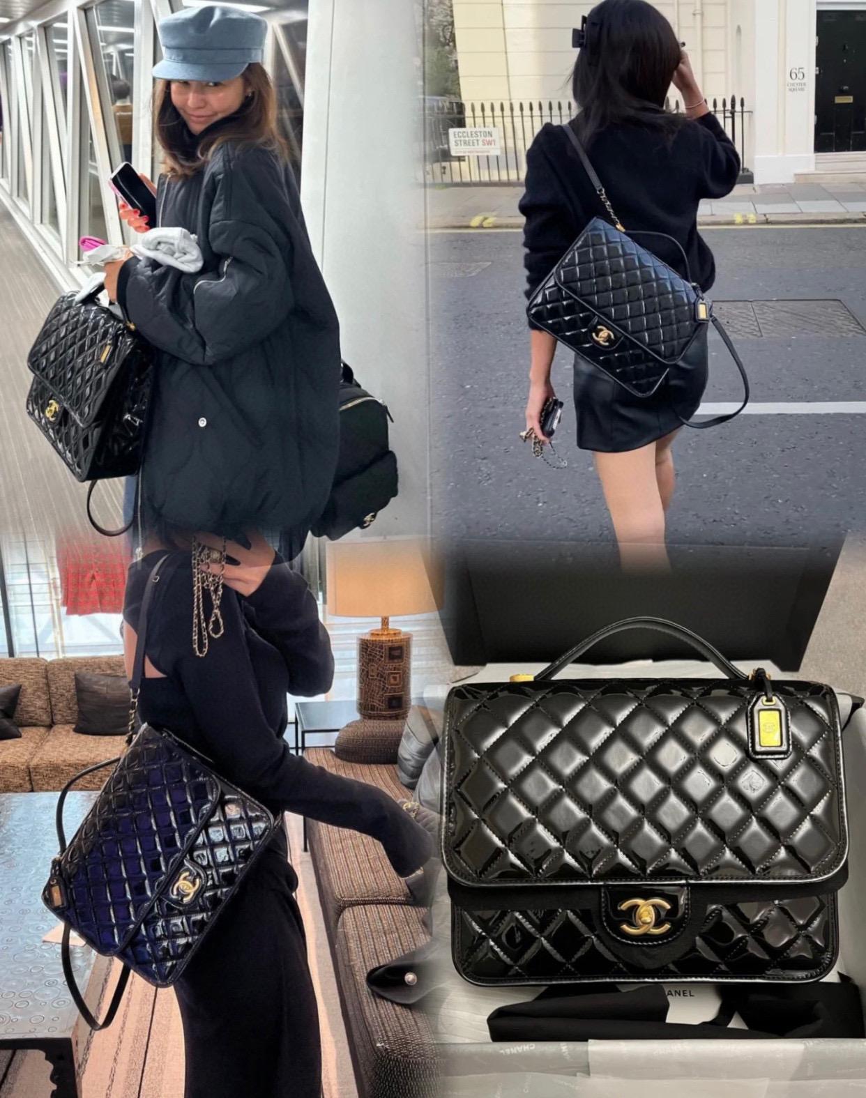 CHANEL 高級手工坊系列 漆皮雙肩包 書包 牛皮