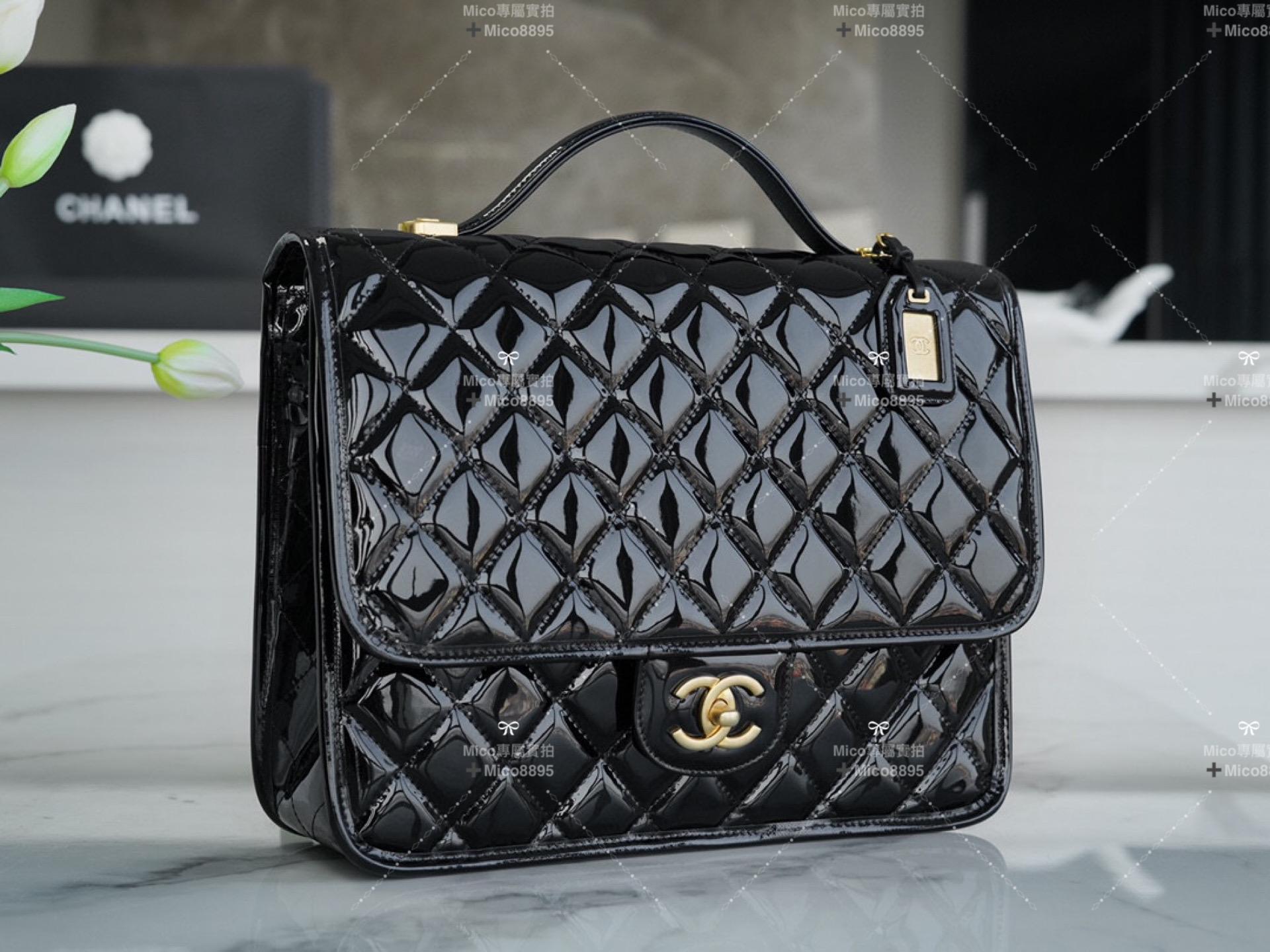 CHANEL 高級手工坊系列 漆皮雙肩包 書包 牛皮