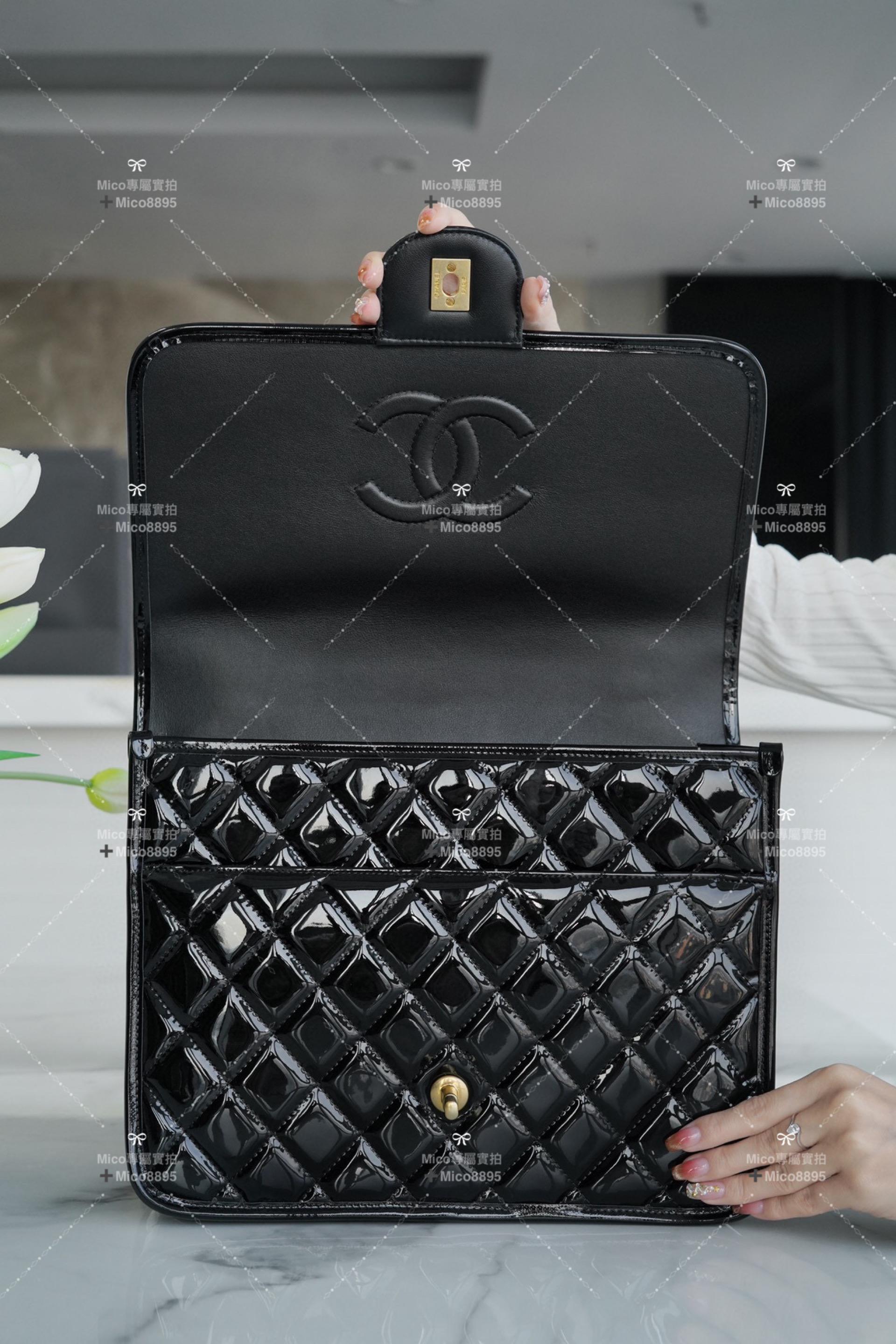 CHANEL 高級手工坊系列 漆皮雙肩包 書包 牛皮