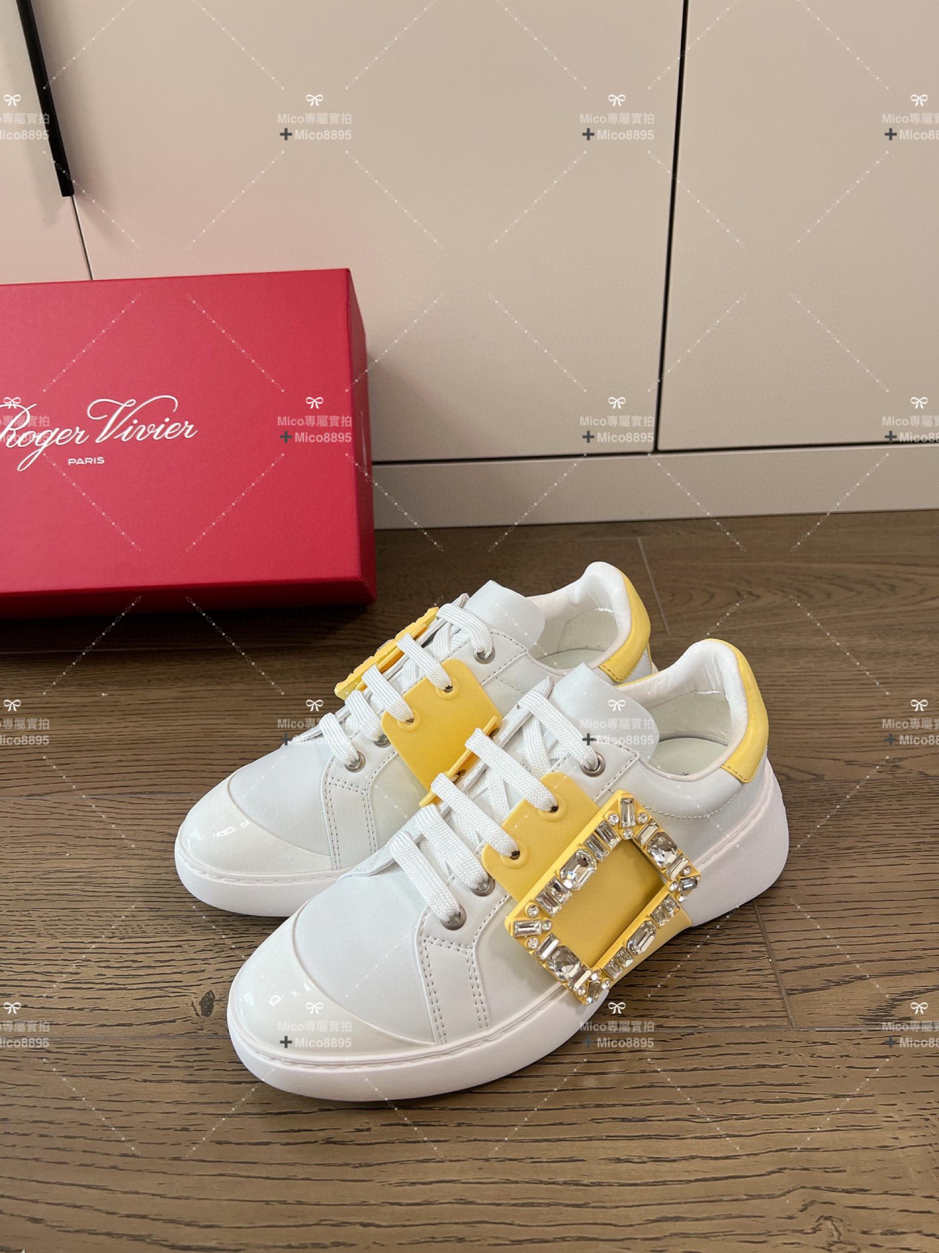 RV Roger vivier 23/年春夏新款鑽扣小白鞋 黃x白 35-40