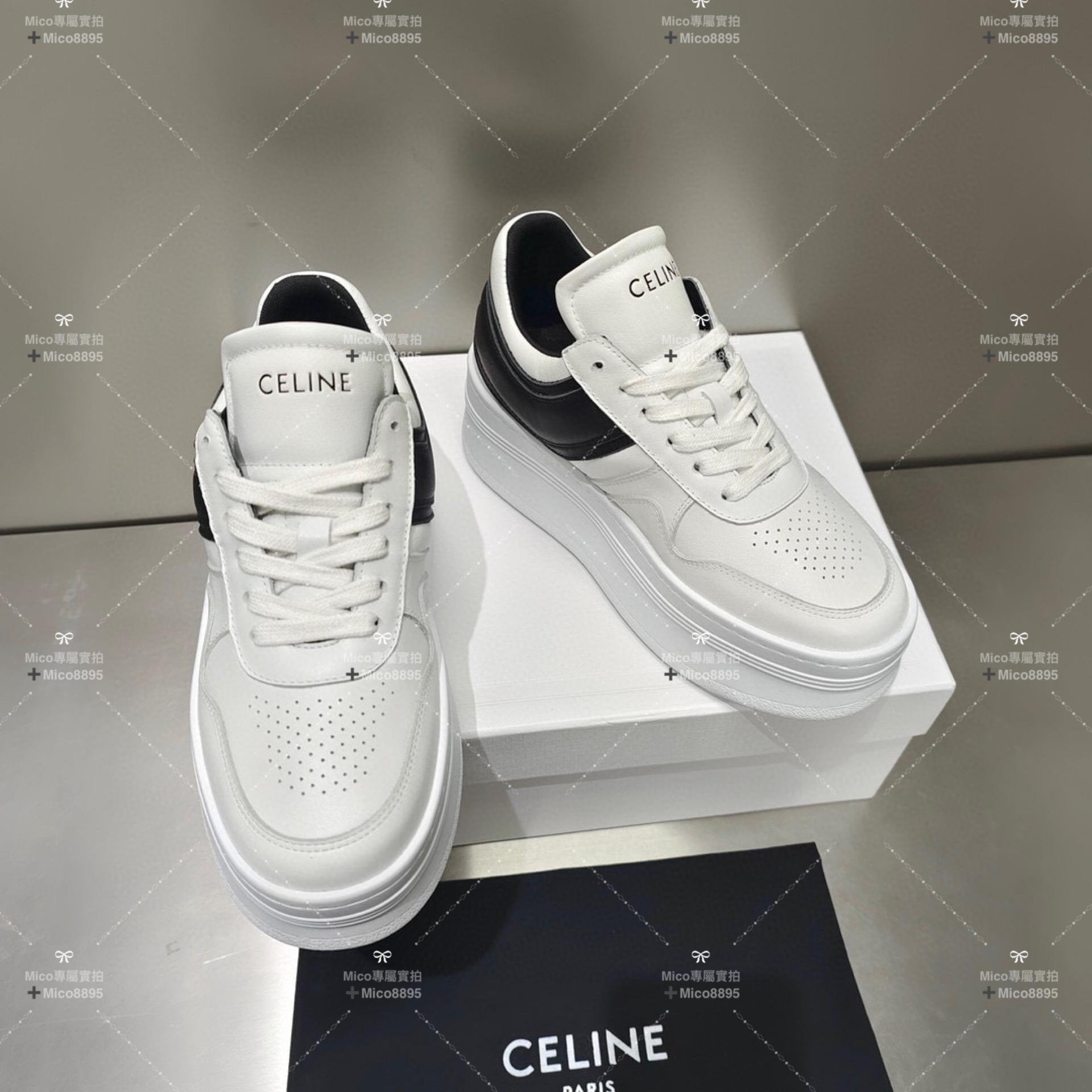 Celine/賽琳22/春夏季新款板鞋厚底鞋餅乾鞋小白鞋  黑x白 35-40