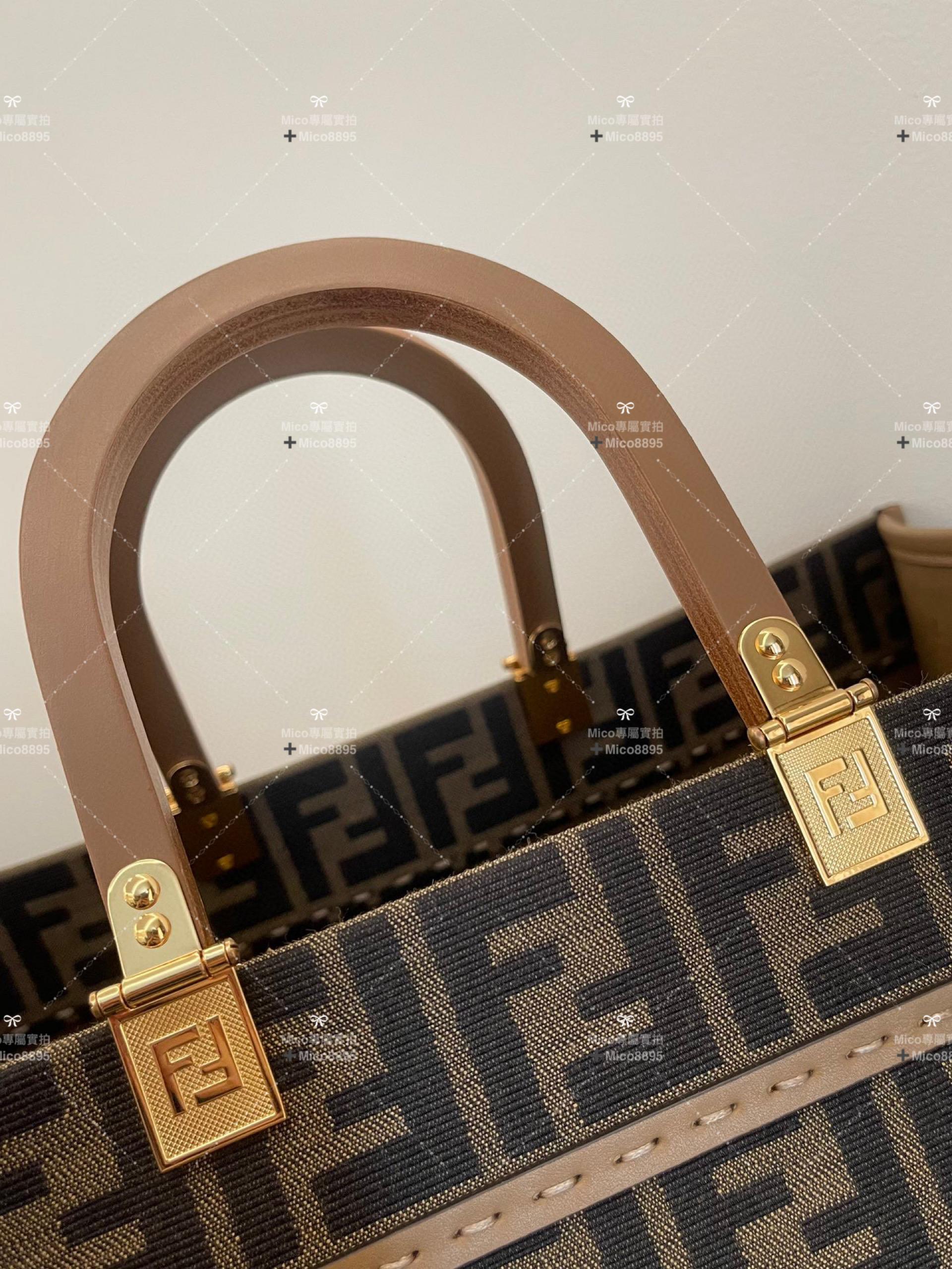 Fendi TOTE 托特包「陽光手提袋」經典雙F老花包身，琥珀色雙手柄 大款 40cm