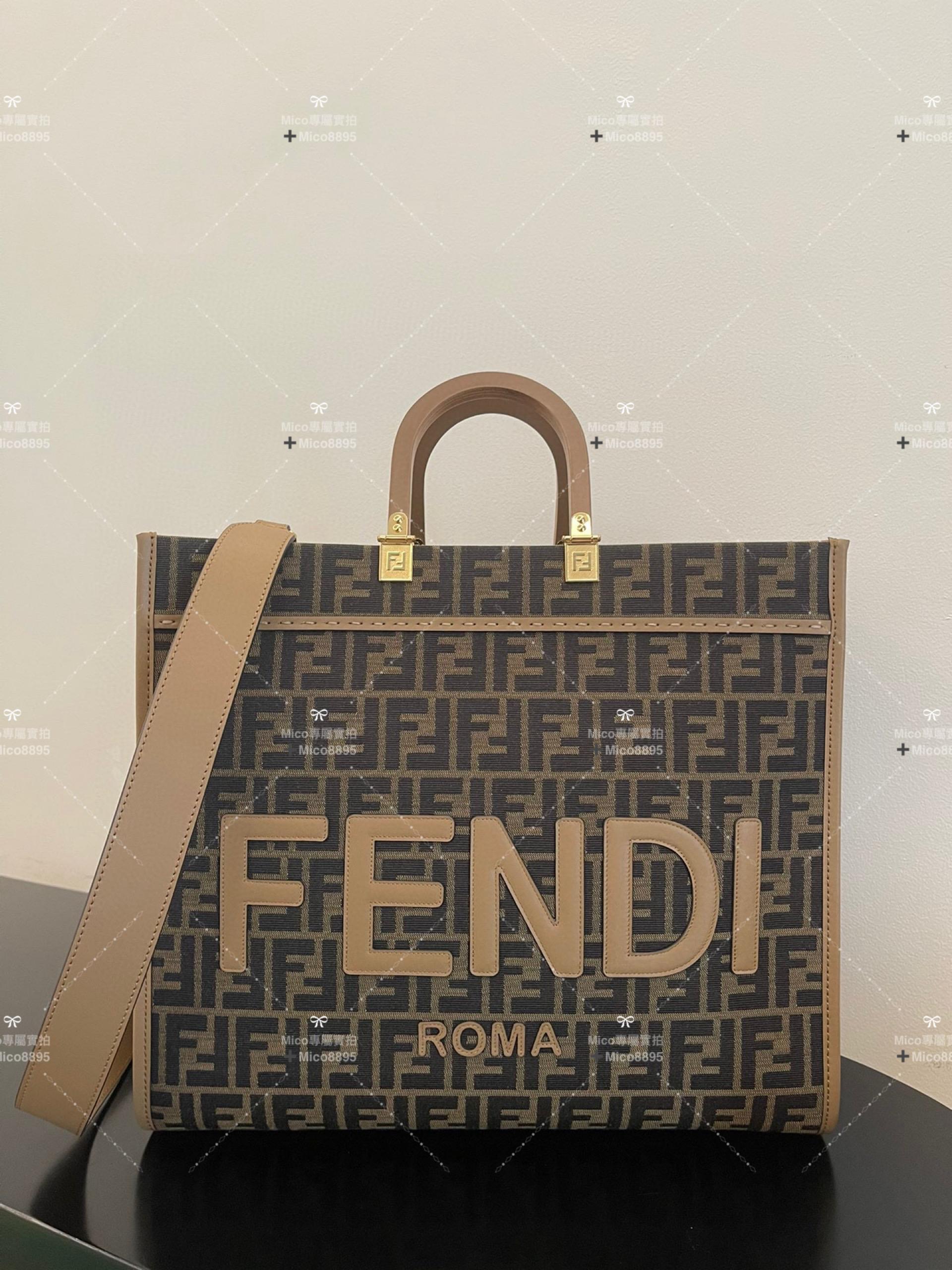 Fendi TOTE 托特包「陽光手提袋」經典雙F老花包身，琥珀色雙手柄 大款 40cm