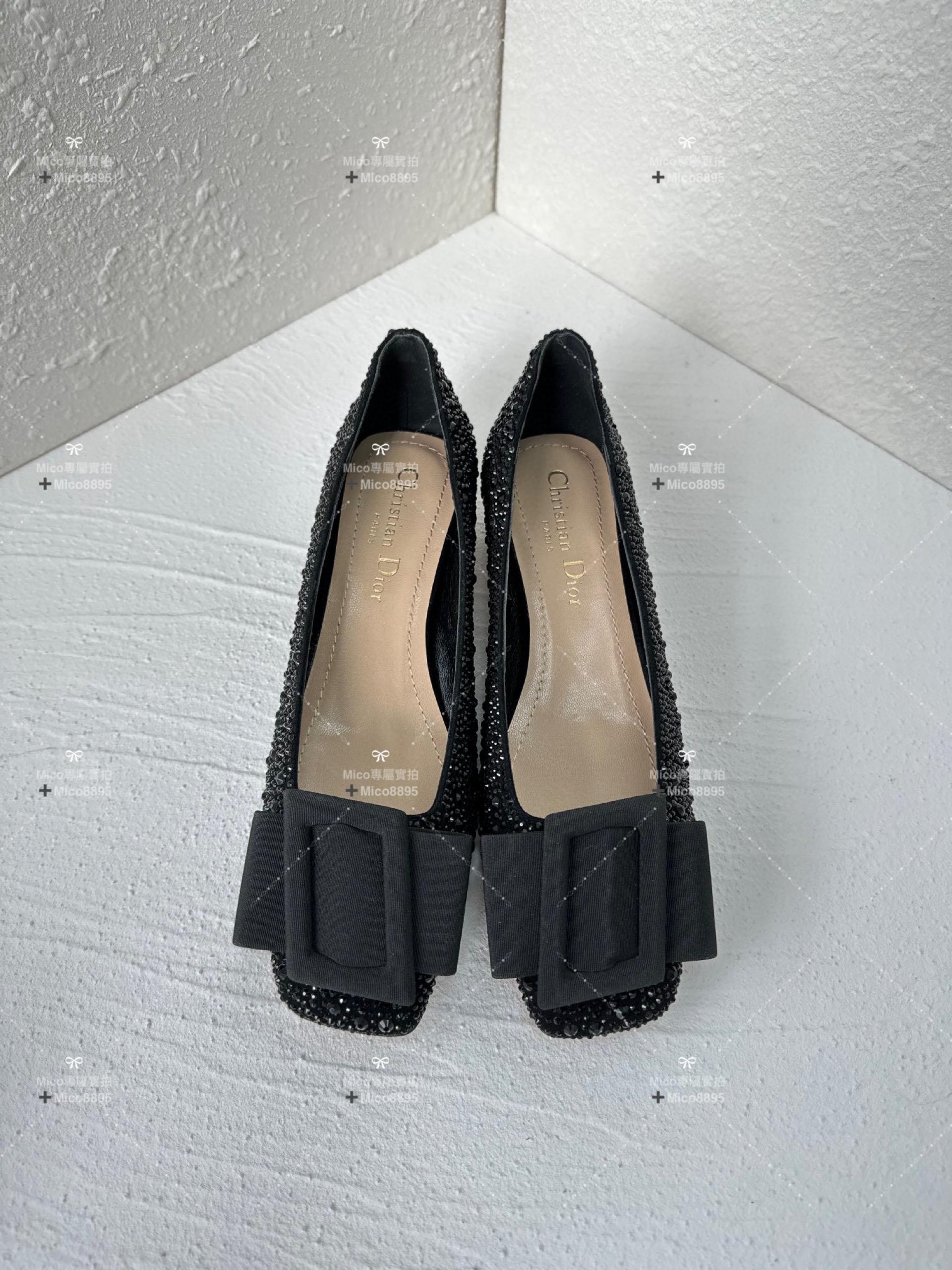 Dior x Roger Vivier 秋冬合作款 瑪麗珍方頭低跟鞋 黑鑽款 4.5cm 碼35-40