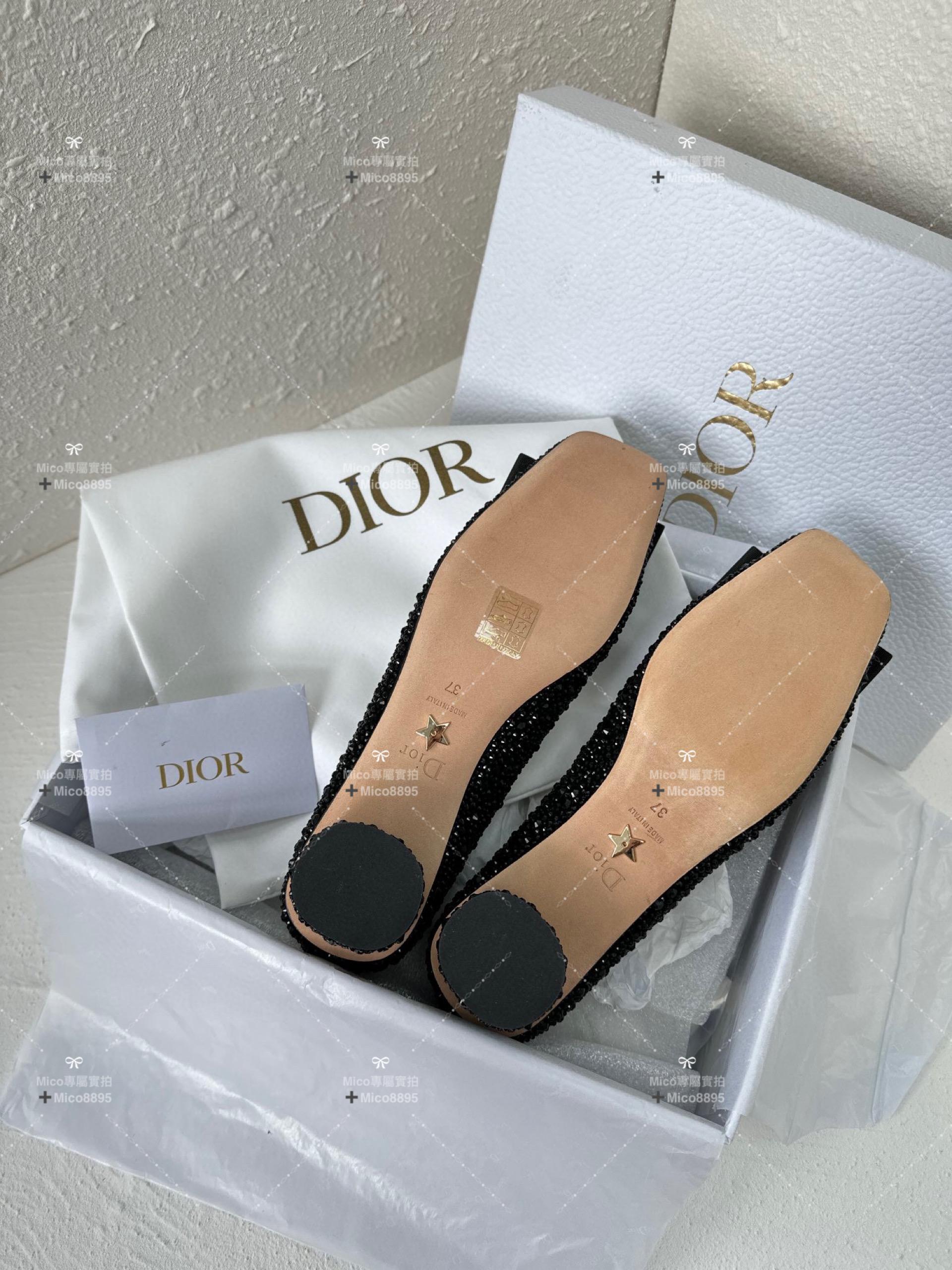 Dior x Roger Vivier 秋冬合作款 瑪麗珍方頭低跟鞋 黑鑽款 4.5cm 碼35-40