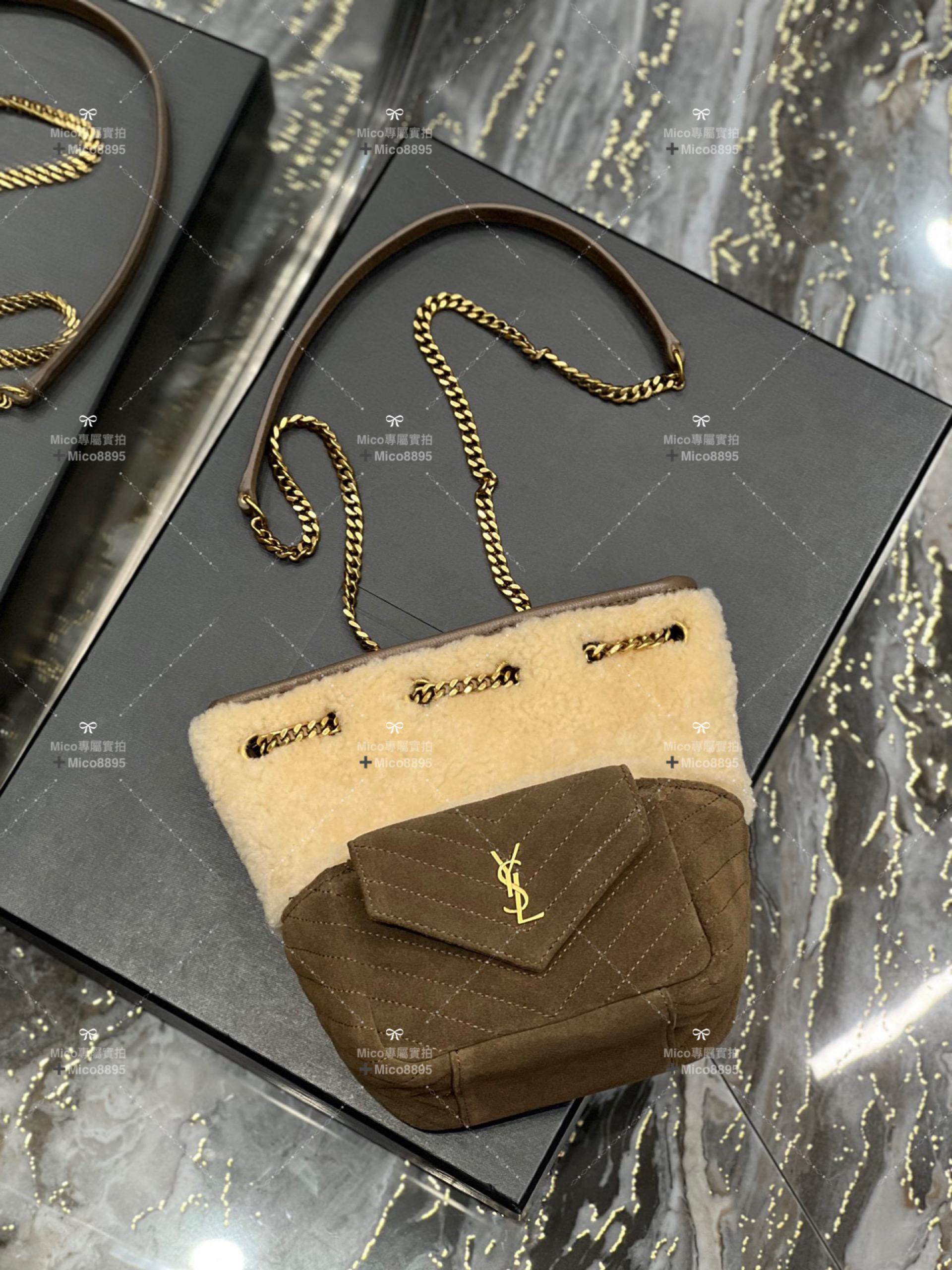 YSL Saint Laurent Joe系列 迷你皮革單肩包 水桶包 19cm