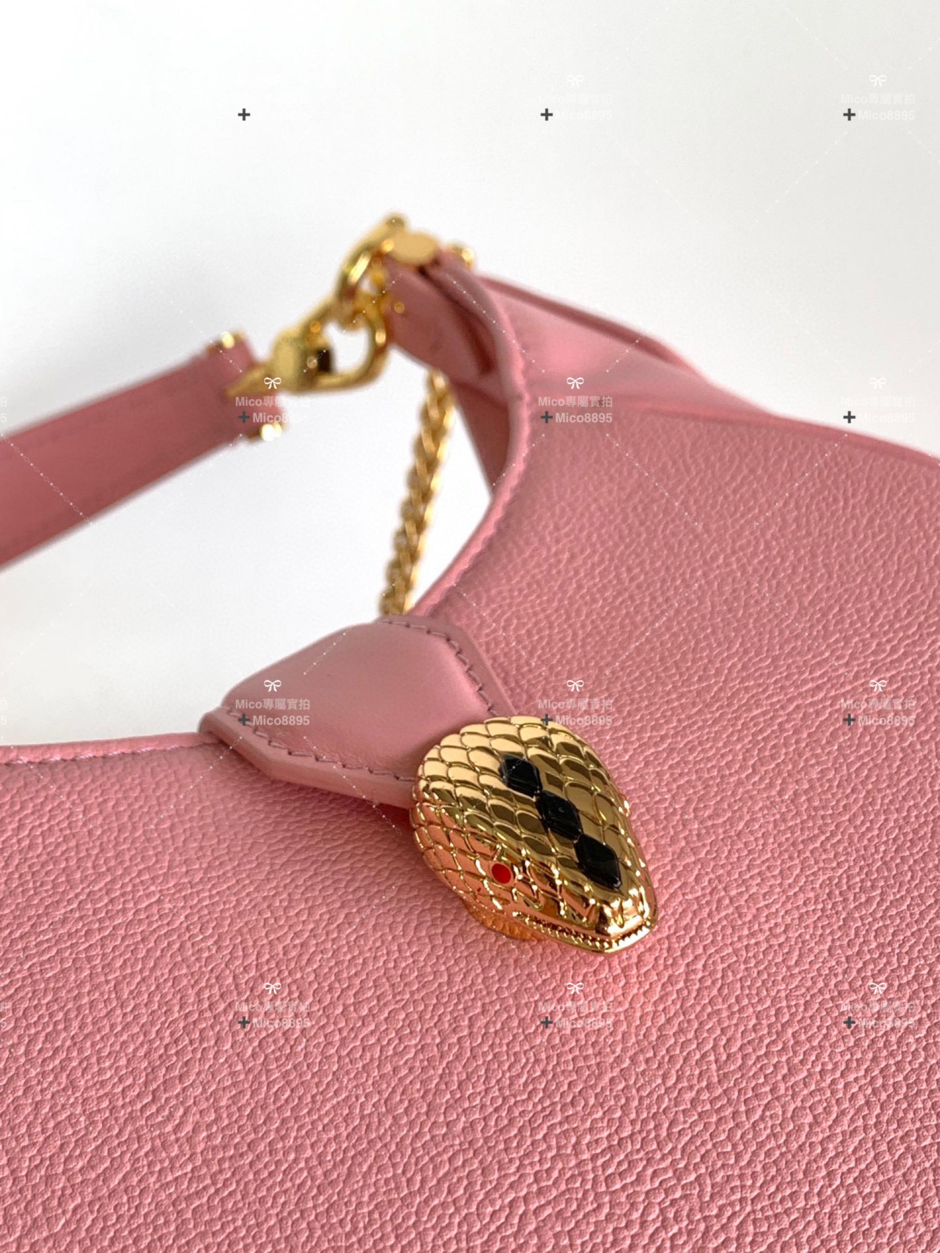 BVLGARI 粉色小牛皮 Serpenti Ellipse 小斜背包 Size:19.5 X 20 X 5cm